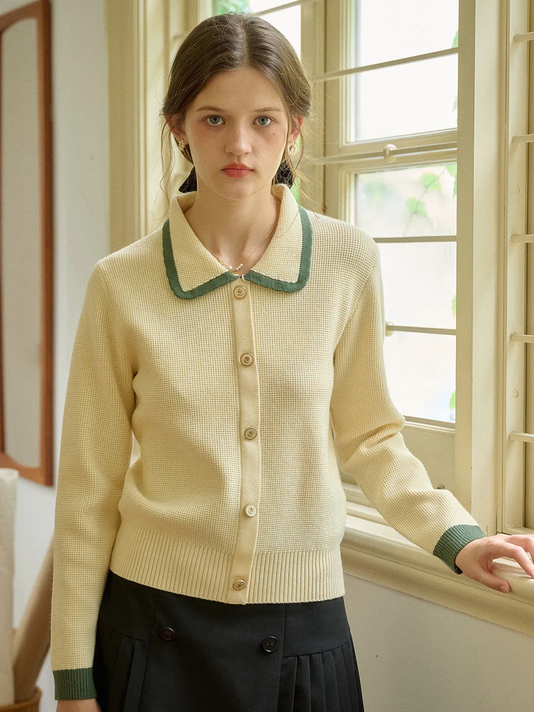 ??Final Sale??Stella Peter Pan Collar Knit Cardigan ReflectiveAccents