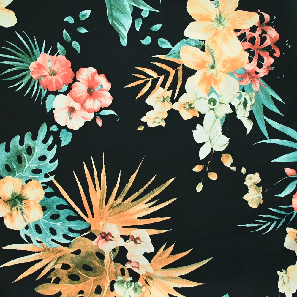 Crêpe satin polyester bouquet de monstera