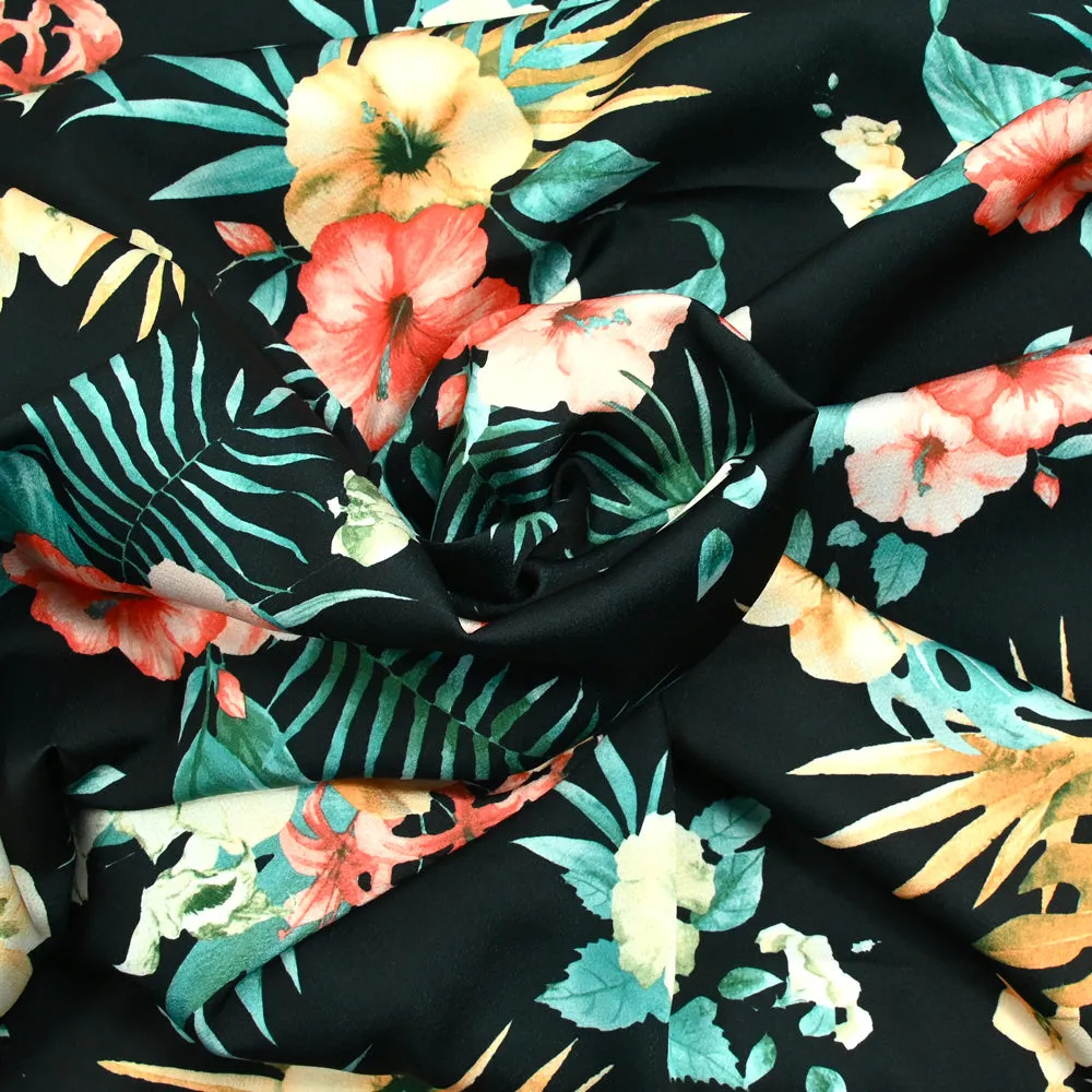 Crêpe satin polyester bouquet de monstera