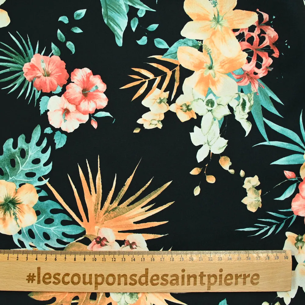 Crêpe satin polyester bouquet de monstera