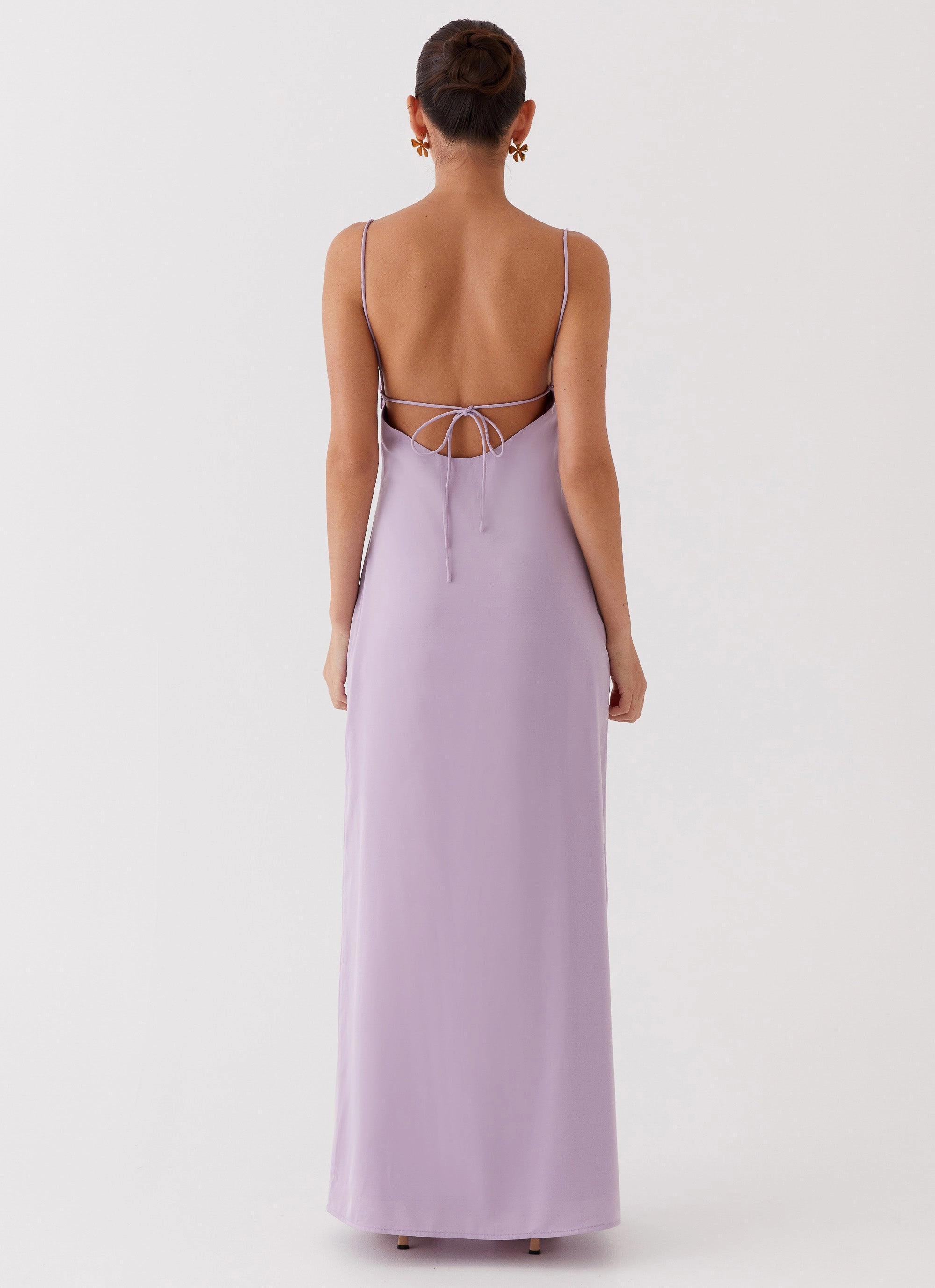 Dream Sight Lace Satin Maxi Dress - Lilac Sleek Vibe
