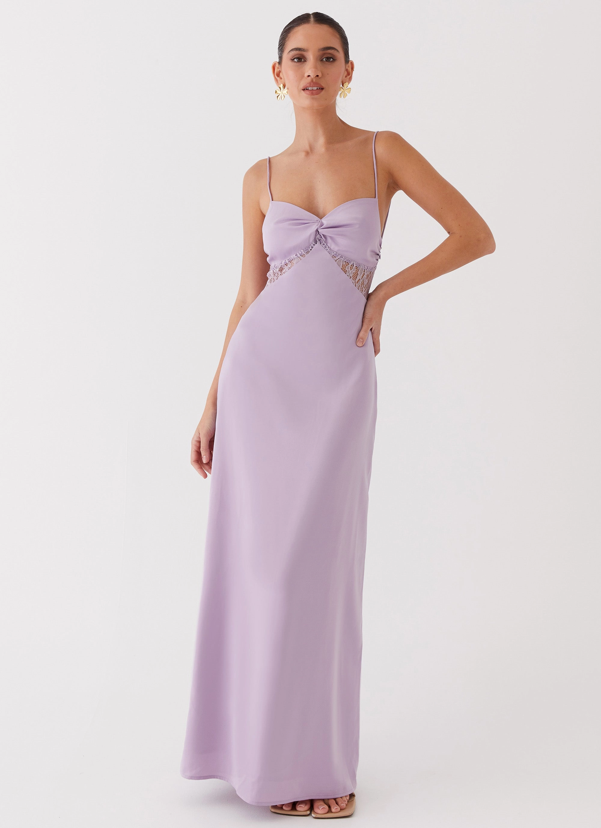 Relax Flex Dream Sight Lace Satin Maxi Dress - Lilac