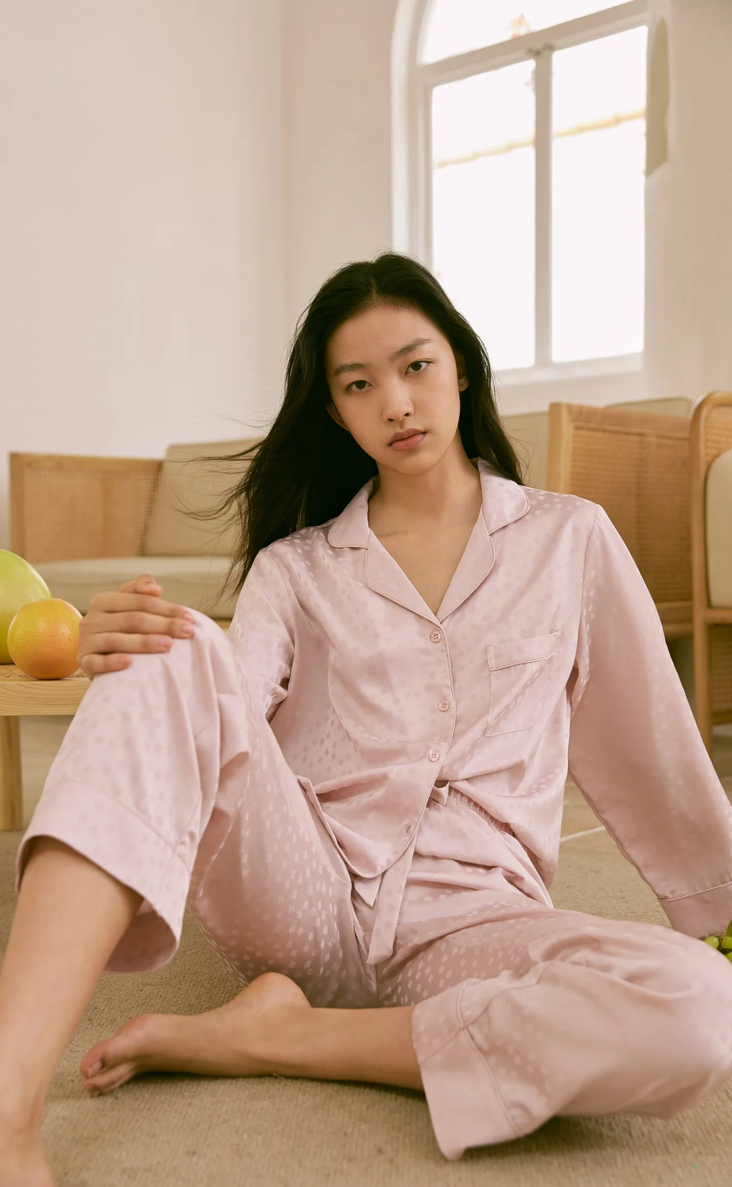 Cube • Silk Satin Long Sleeve Pajamas Set