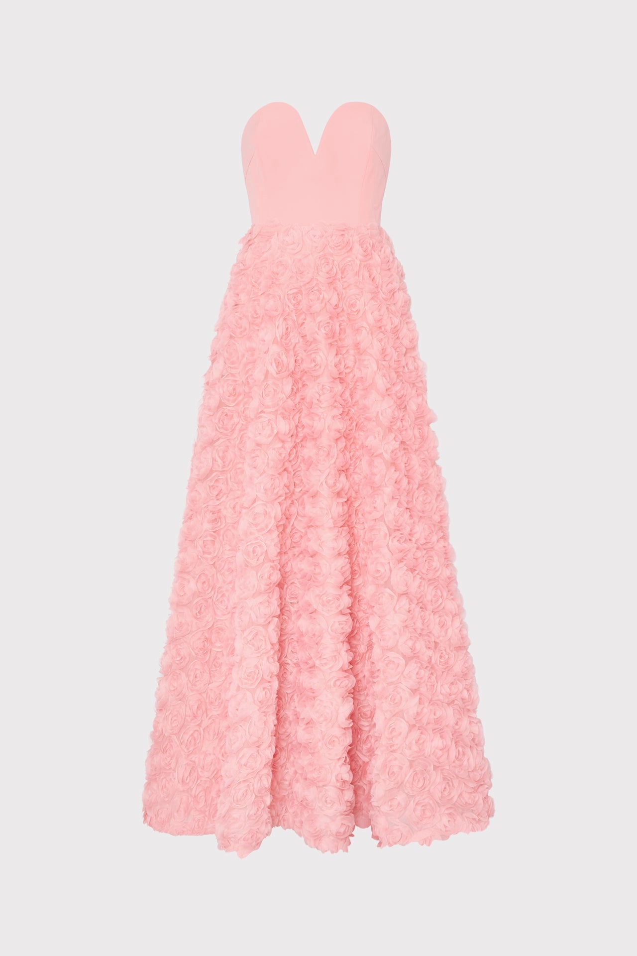 Tiered-Skirt Bell Mesh Rose Gown
