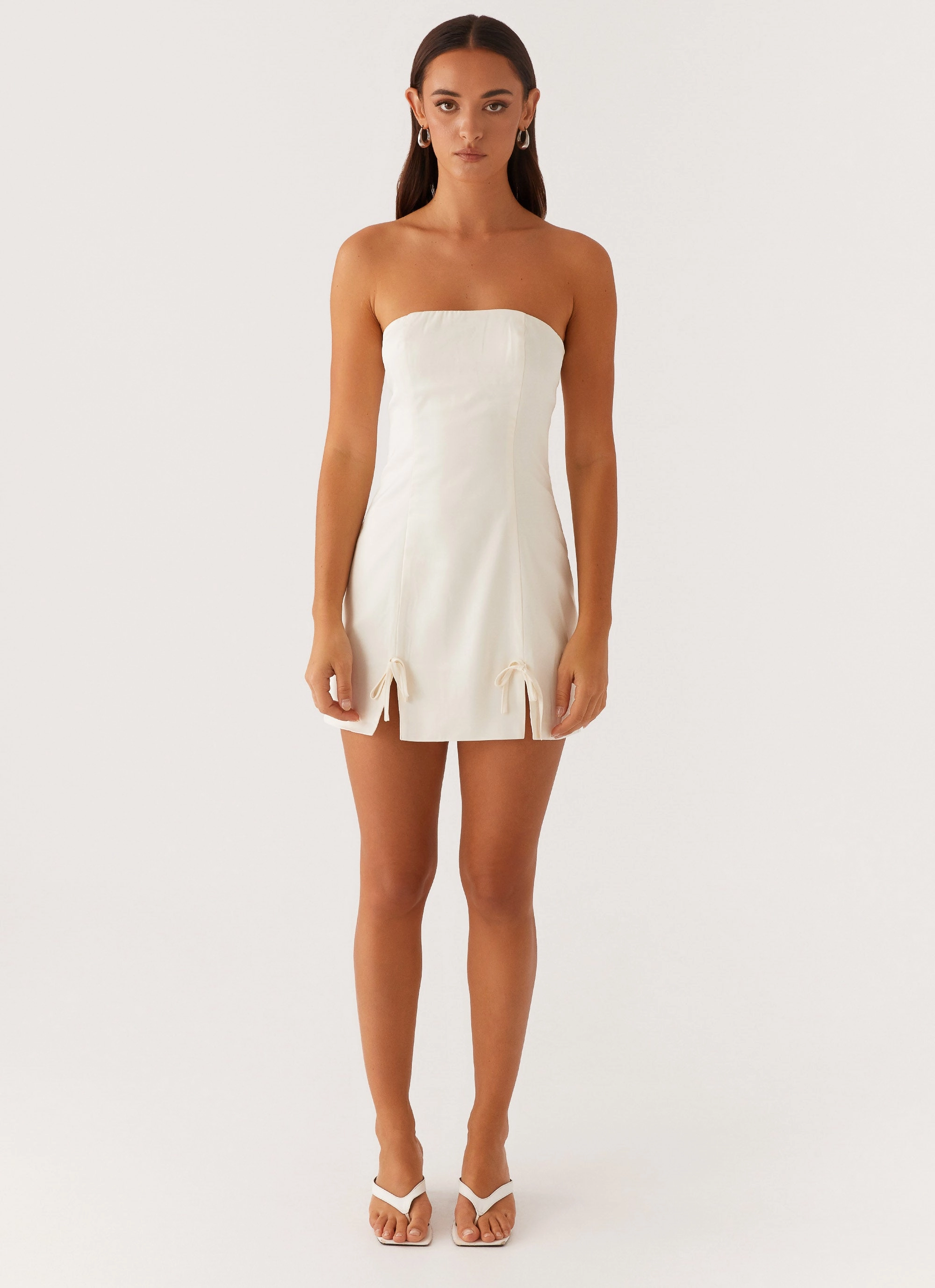 Sustainable Weighted Hem Kessie Mini Dress - Ivory