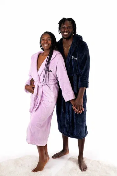 Custom Long Hooded Bathrobes His and Her Wedding Gifts Groom Bride - Vinyl