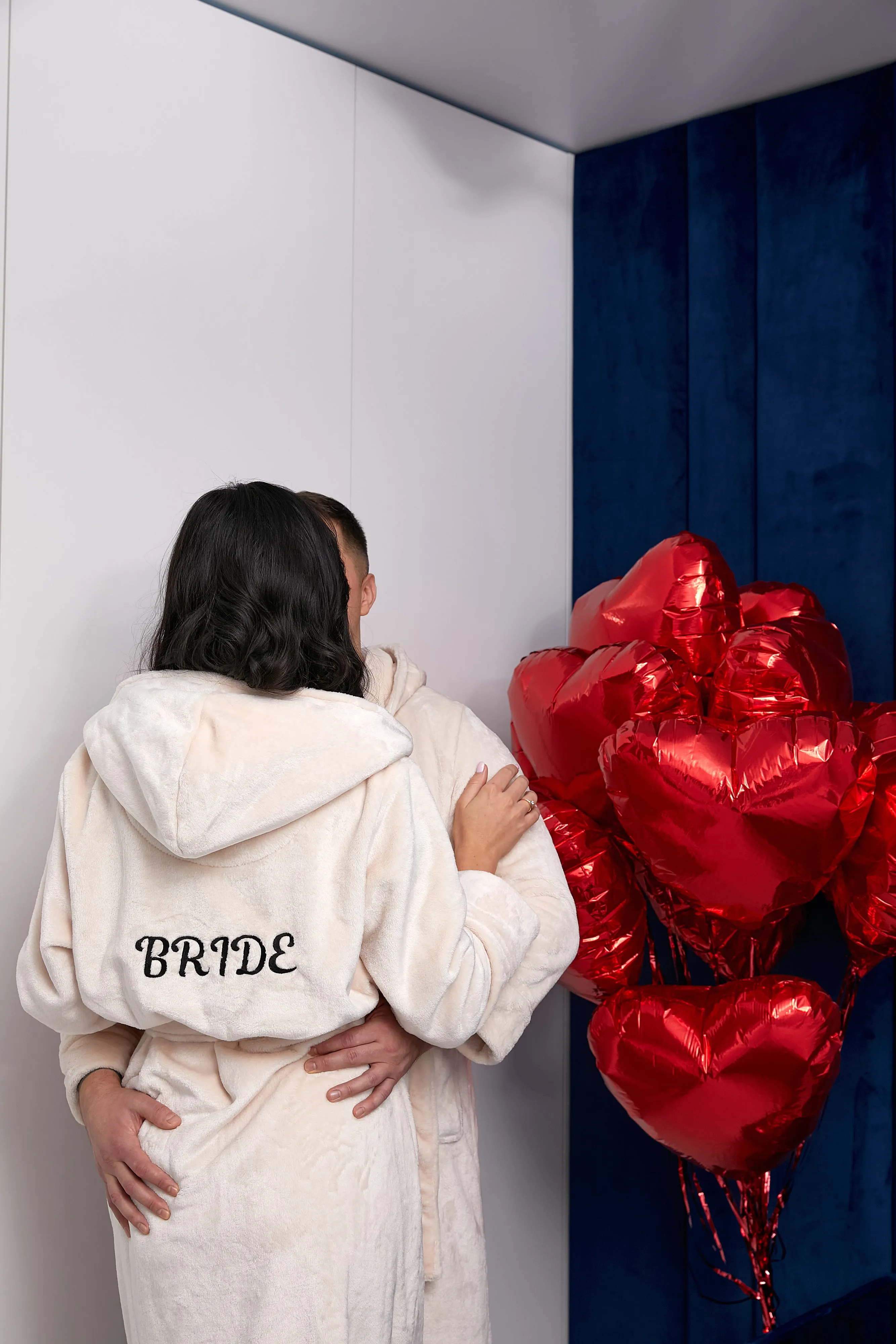 Custom Long Hooded Bathrobes His and Her Wedding Gifts Groom Bride - Vinyl