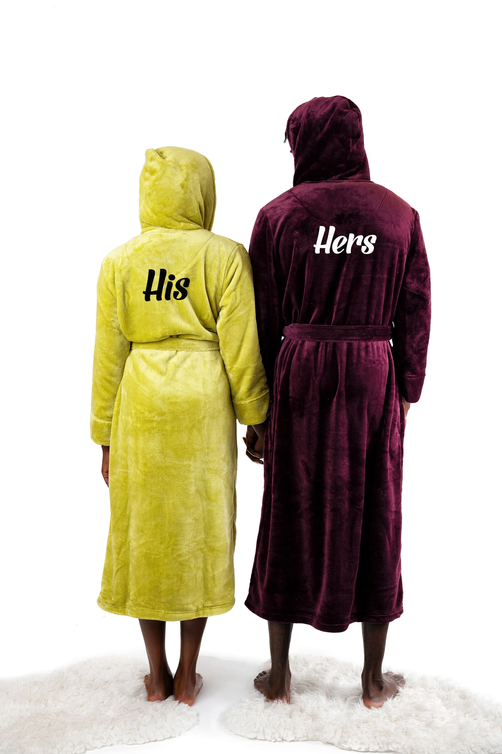Custom Long Hooded Bathrobes His and Her Wedding Gifts Groom Bride - Vinyl