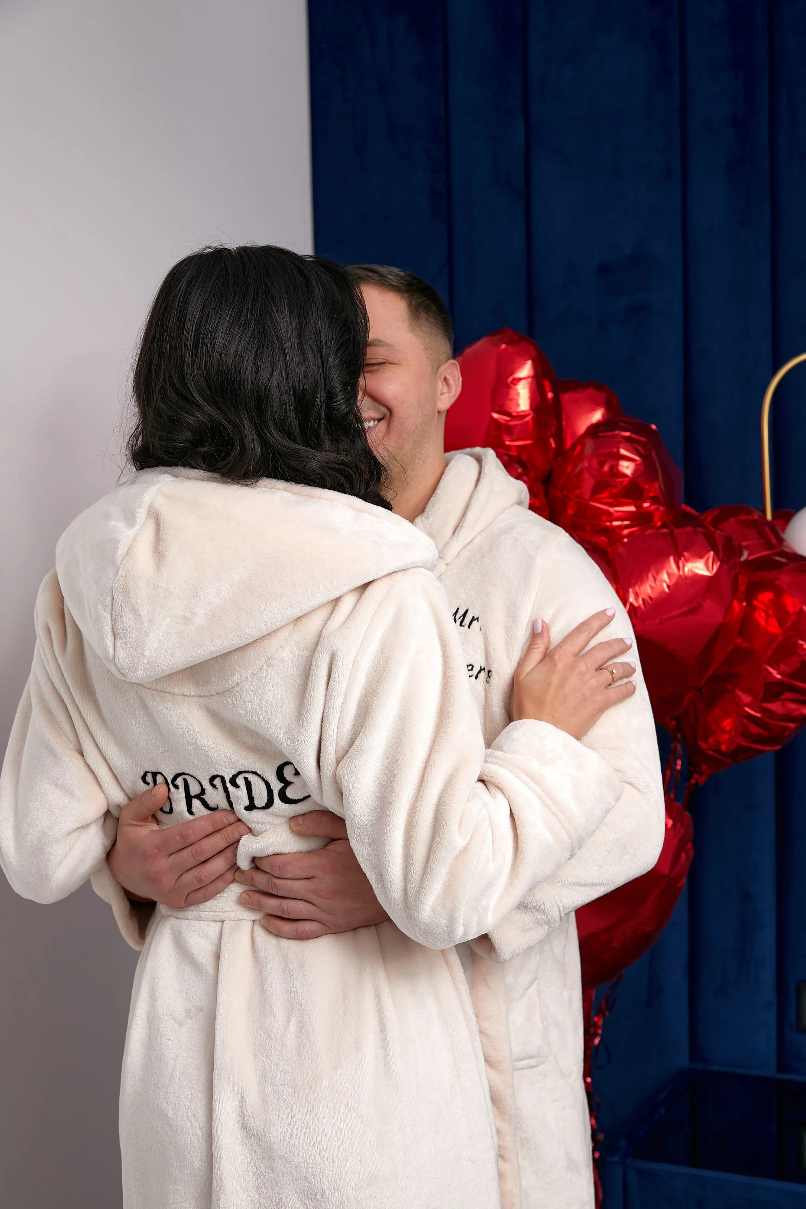 Custom Long Hooded Bathrobes His and Her Wedding Gifts Groom Bride - Vinyl