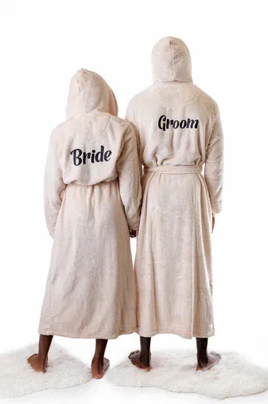 Custom Long Hooded Bathrobes His and Her Wedding Gifts Groom Bride - Vinyl