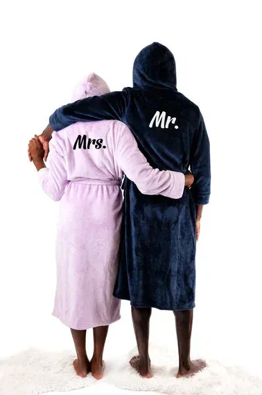 Custom Long Hooded Bathrobes His and Her Wedding Gifts Groom Bride - Vinyl