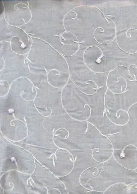 custom rose embroidery on cotton voile