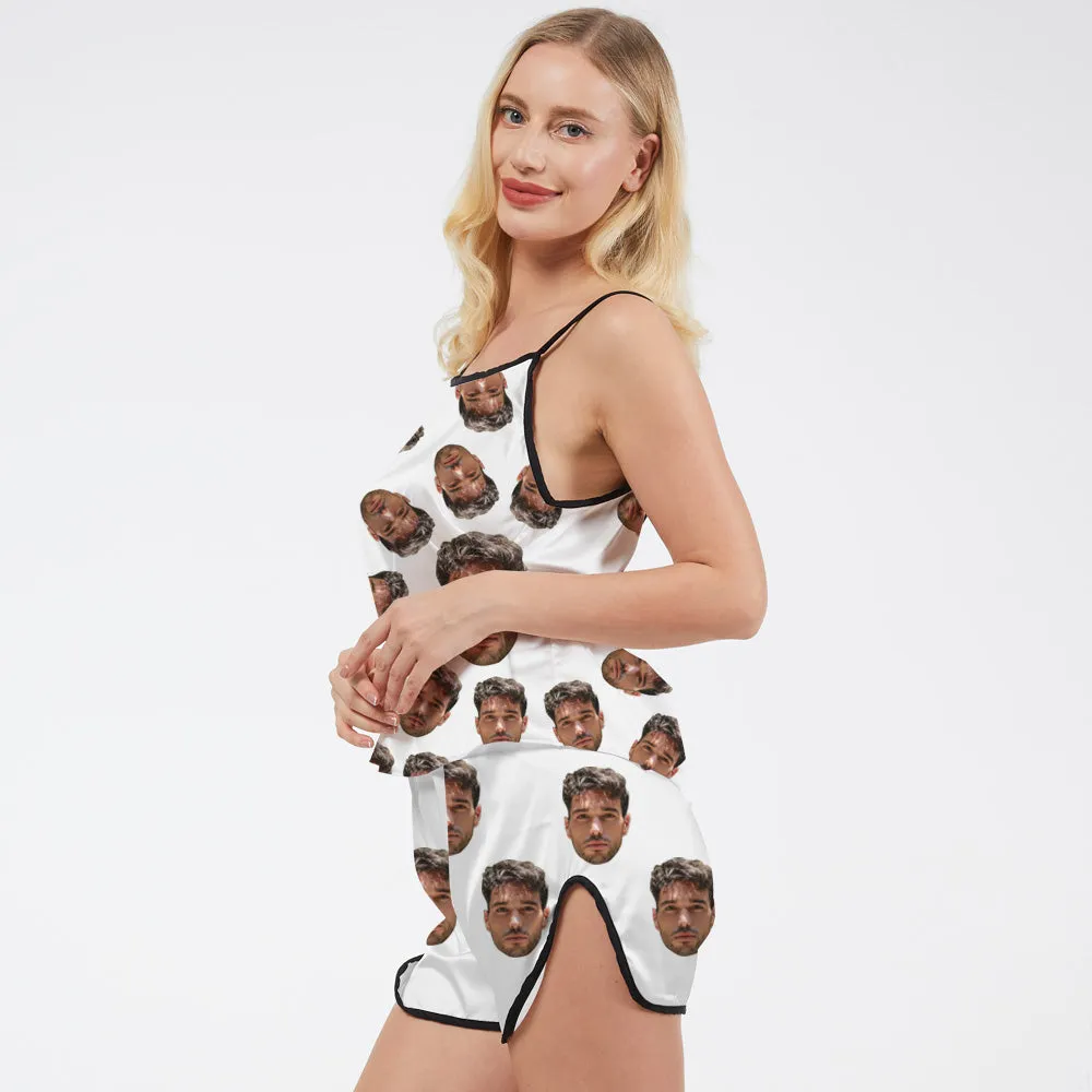 Custom Tank Top Pajama Set Funny Human Face Surround Printing