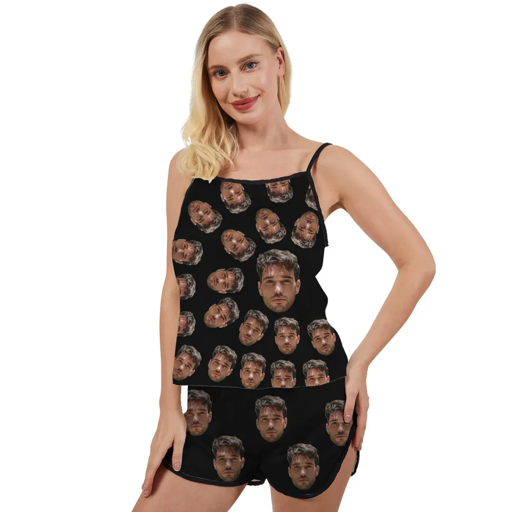 Custom Tank Top Pajama Set Funny Human Face Surround Printing