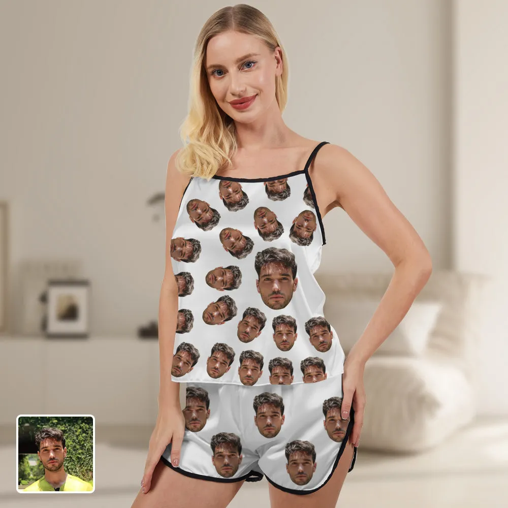 Custom Tank Top Pajama Set Funny Human Face Surround Printing