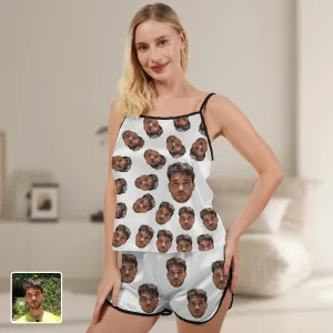 Custom Tank Top Pajama Set Funny Human Face Surround Printing