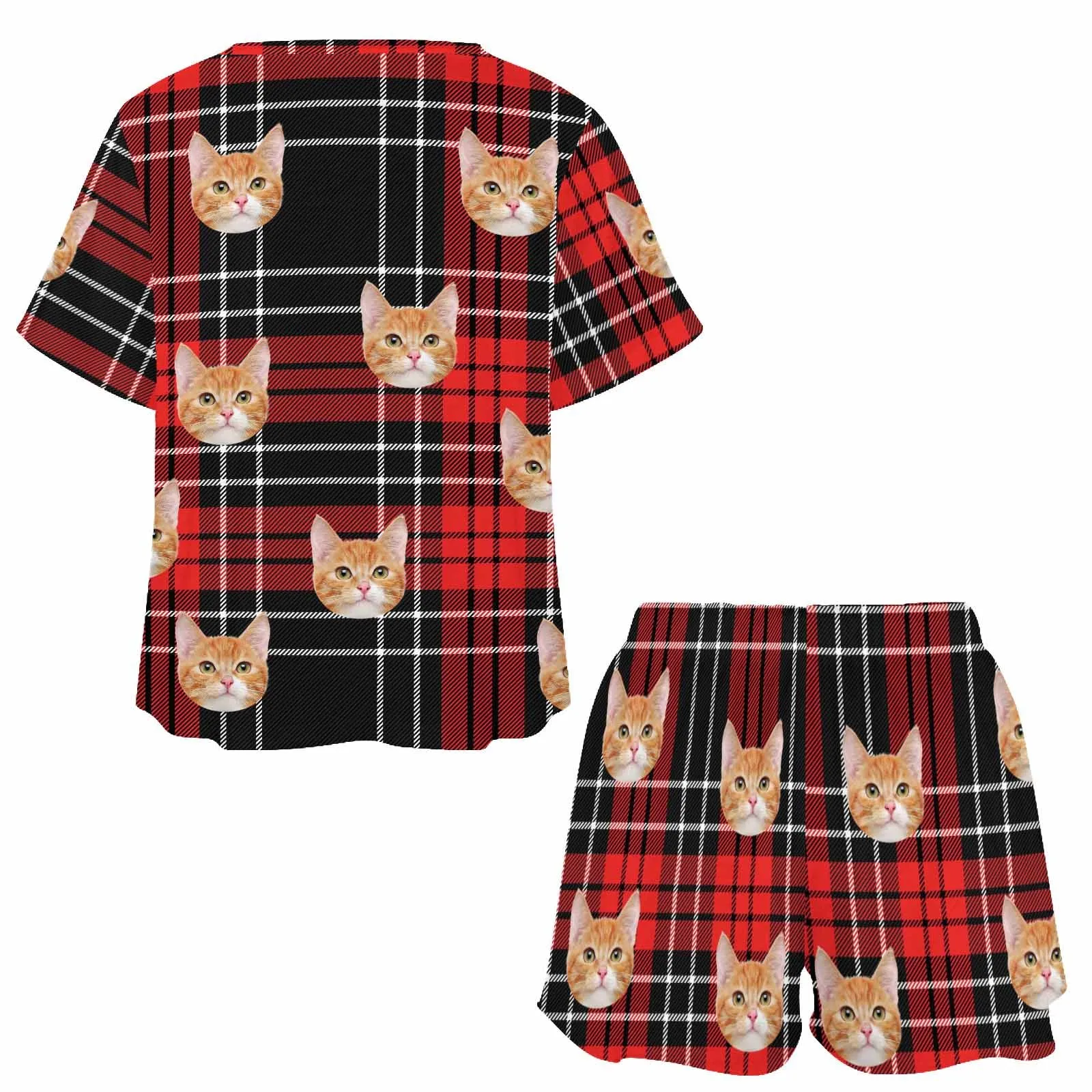 Custom Womens Short Pajama Set With Face Personalized Photo Short Nightwear Loungewear for GF Wife Mom valentine Gift