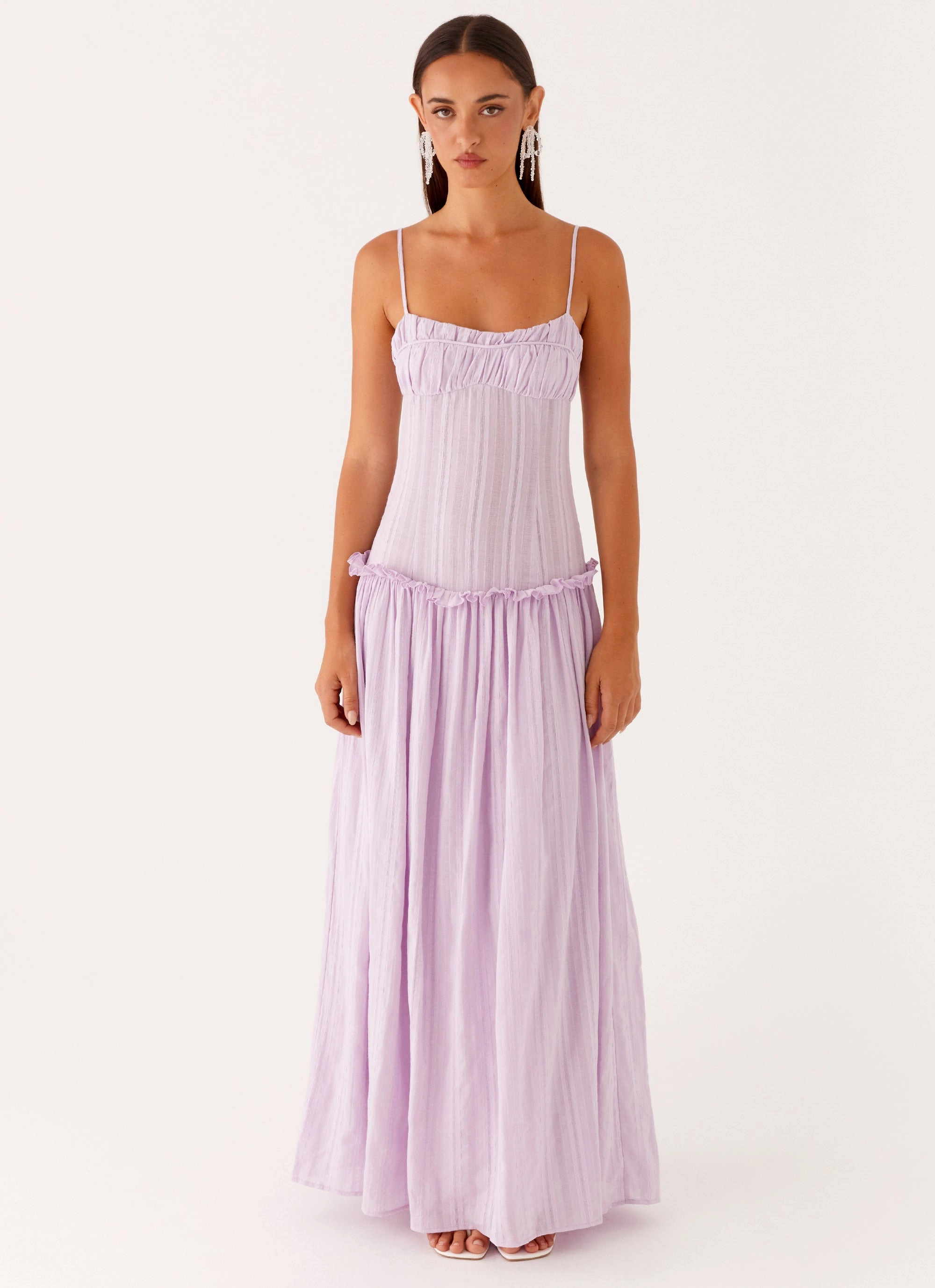 High Waist Jacinda Drop Waist Maxi Dress - Lavender