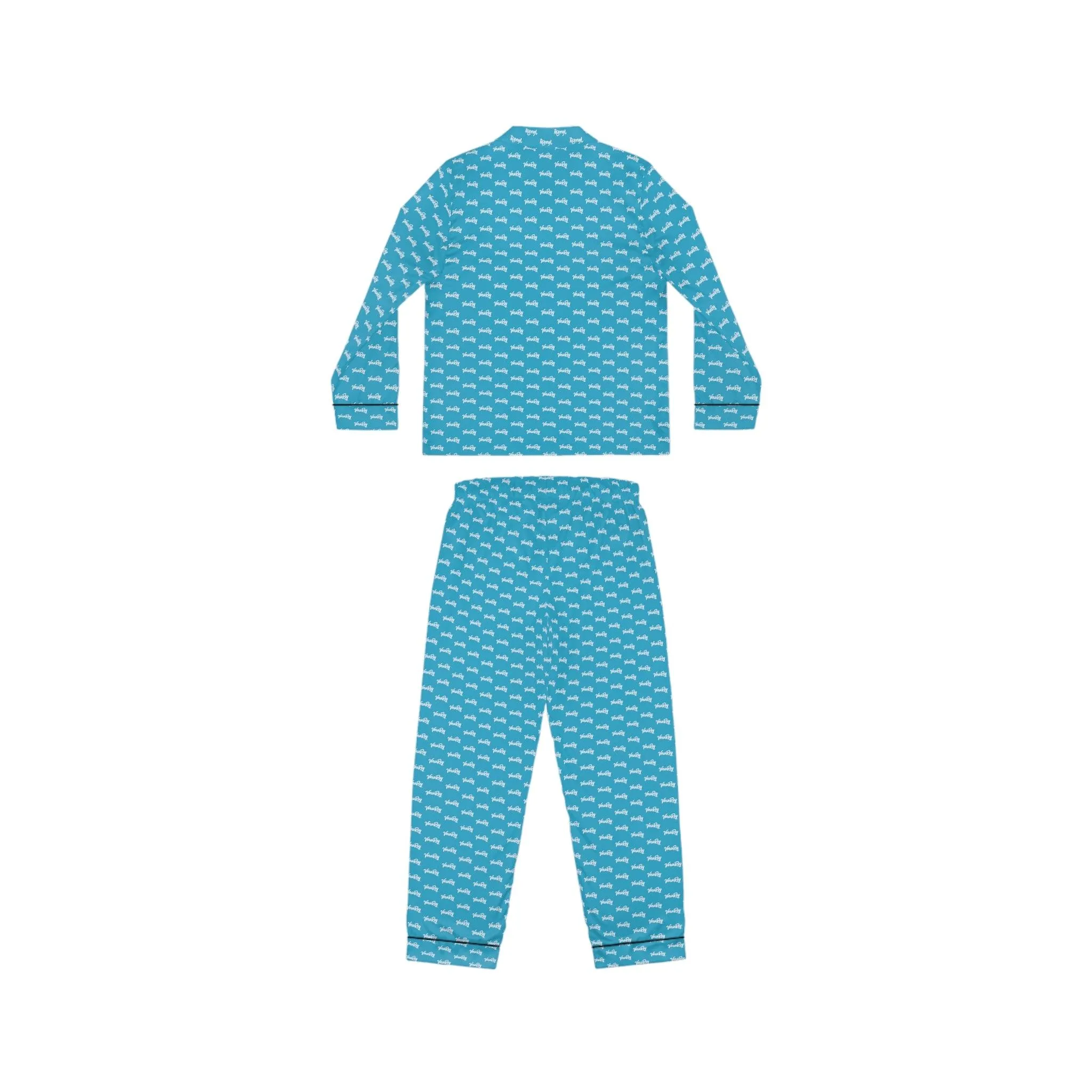 Customizable Blue Satin Women's Pajama Set for Ultimate Comfort