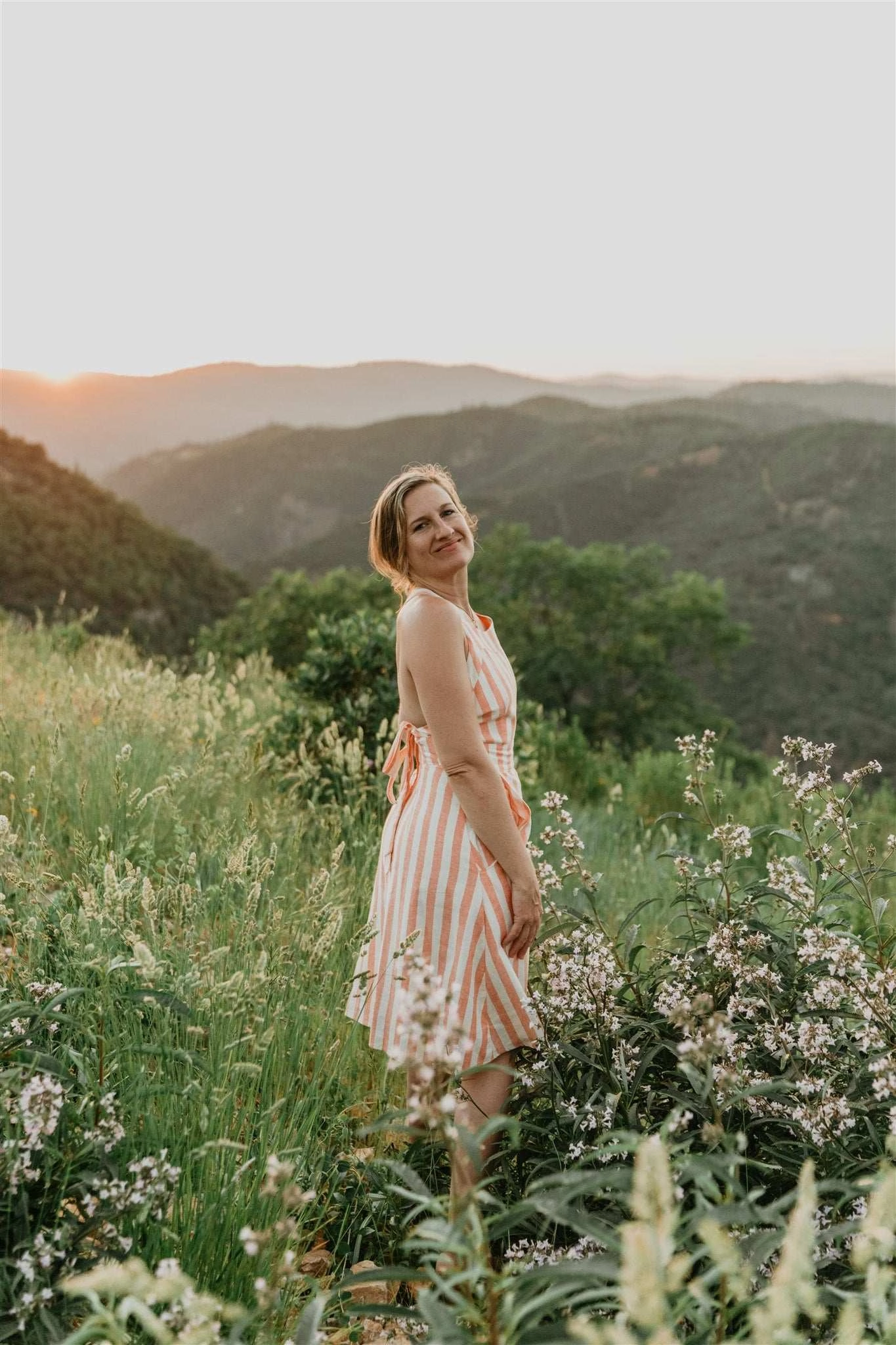 Juniper Dress in Pink Stripe Walk Easy
