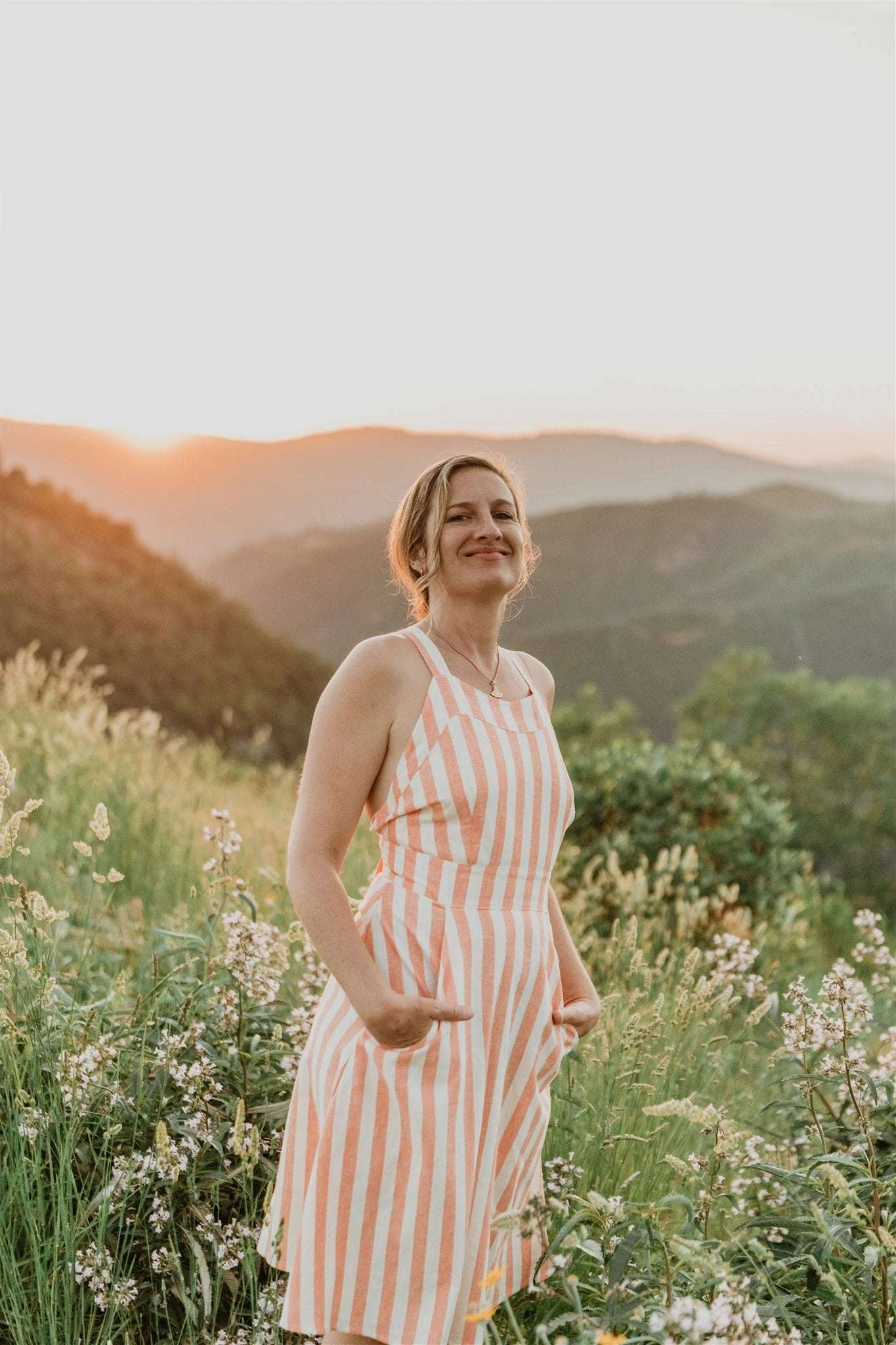 Subtle Finish Easy Going Juniper Dress in Pink Stripe