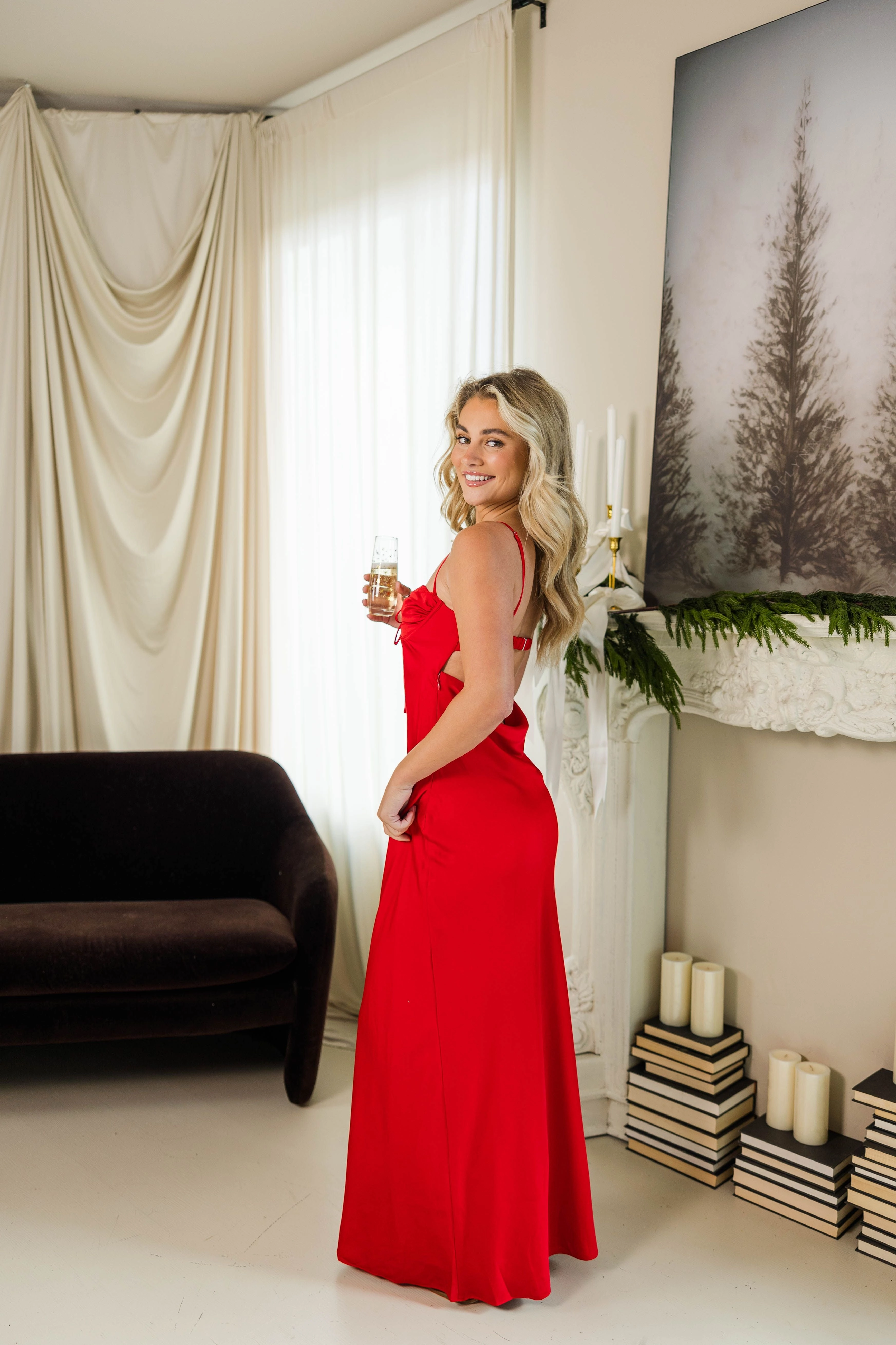 Smooth Lines Scarlett Satin Maxi Dress