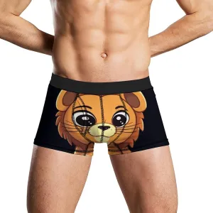 Cute Cartoon Lion Men's Boxer Briefs Breathable Underwear Comfortsoft Moisture-Wicking Trunks Underwear Underpants