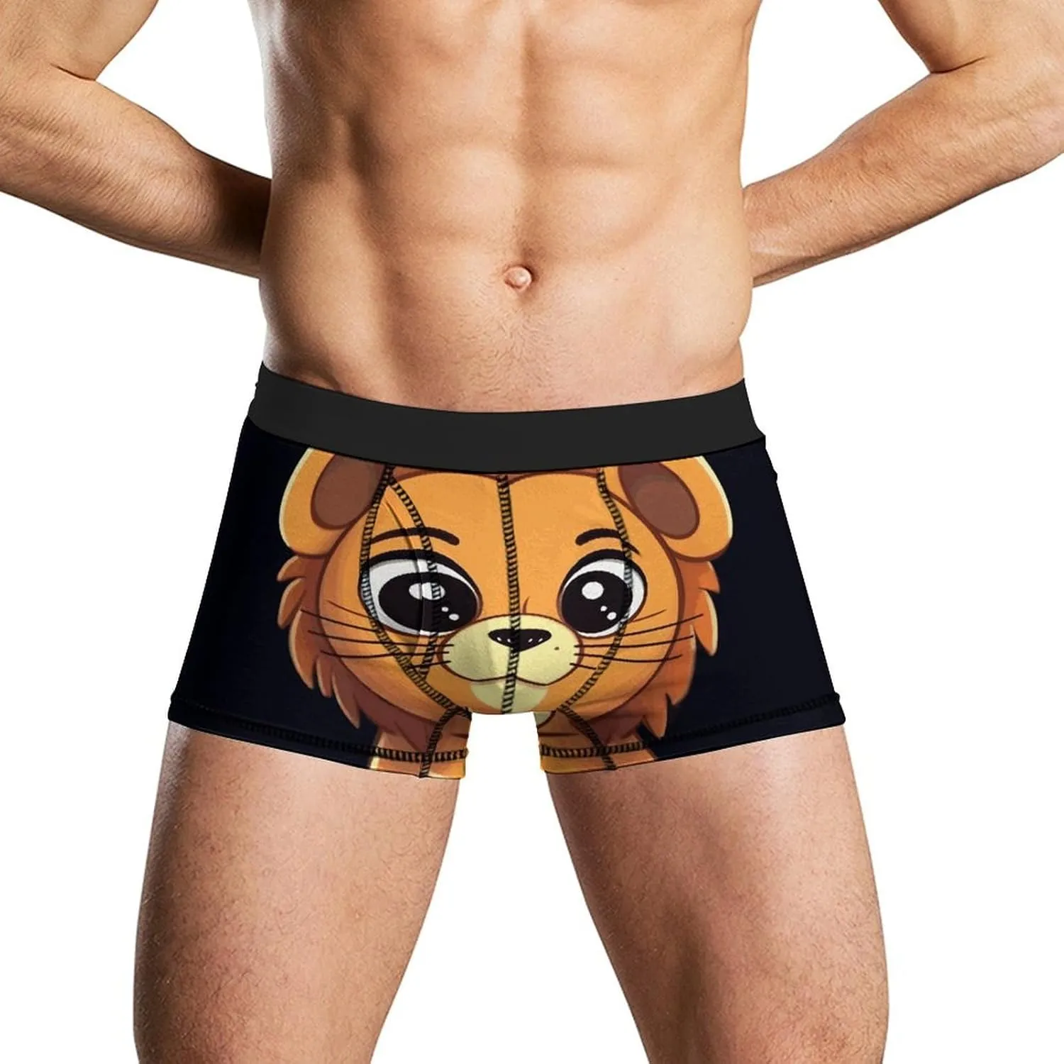 Cute Cartoon Lion Men's Boxer Briefs Breathable Underwear Comfortsoft Moisture-Wicking Trunks Underwear Underpants