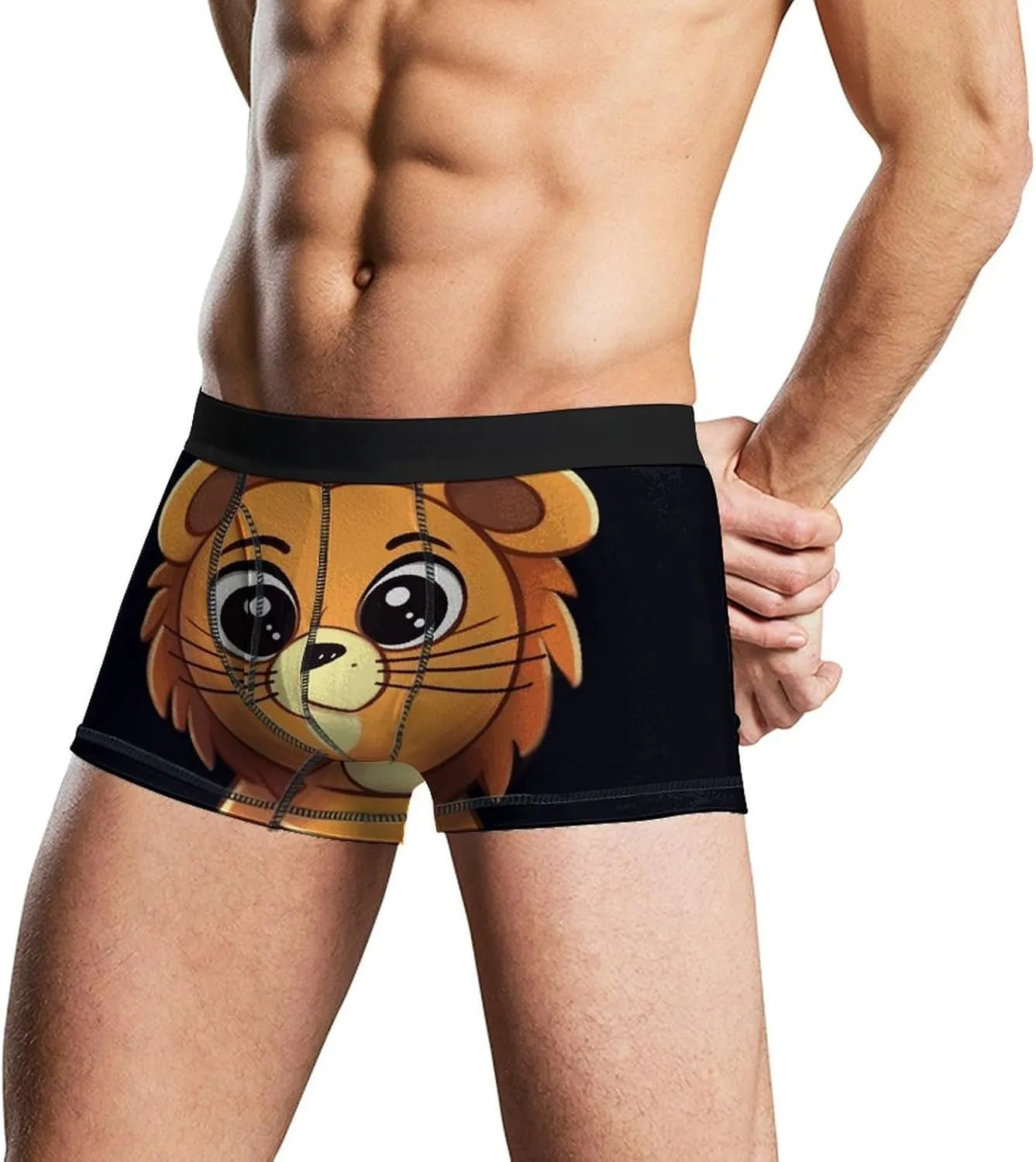 Cute Cartoon Lion Men's Boxer Briefs Breathable Underwear Comfortsoft Moisture-Wicking Trunks Underwear Underpants