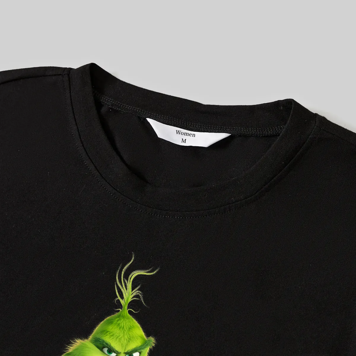 Cute Cartoon Pattern and Slogan Text Printed Black Shirt