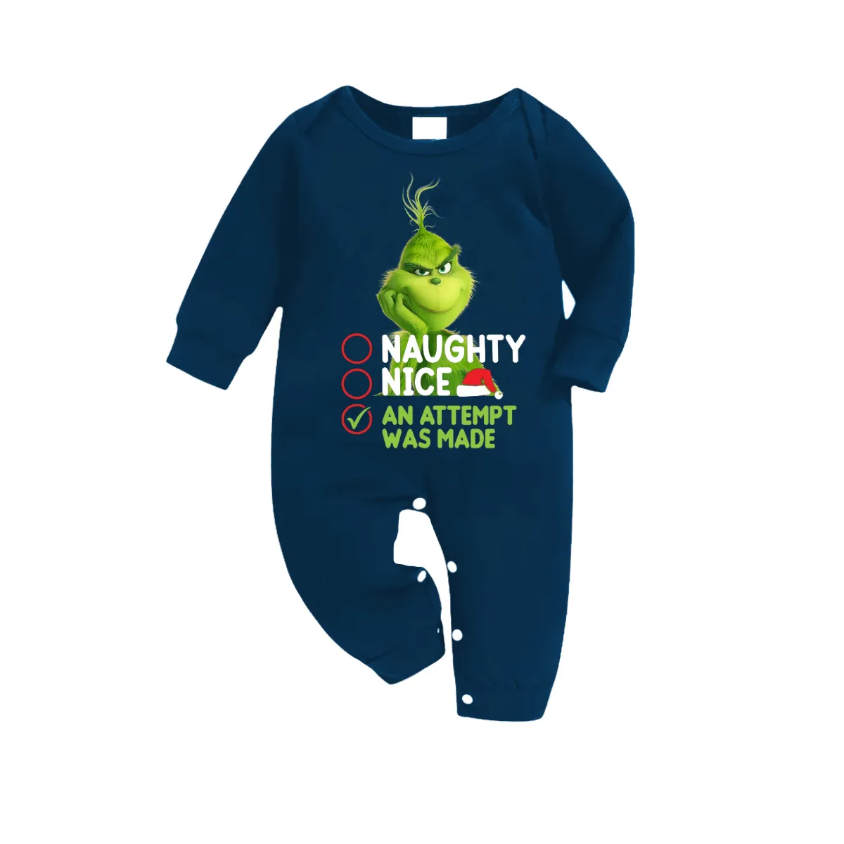 Cute Cartoon Pattern and Slogan Text Printed Blue Plaid Christmas Matching Pajamas