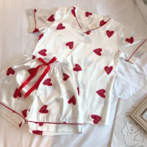 Cute Kawaii Heart print Pajama Set