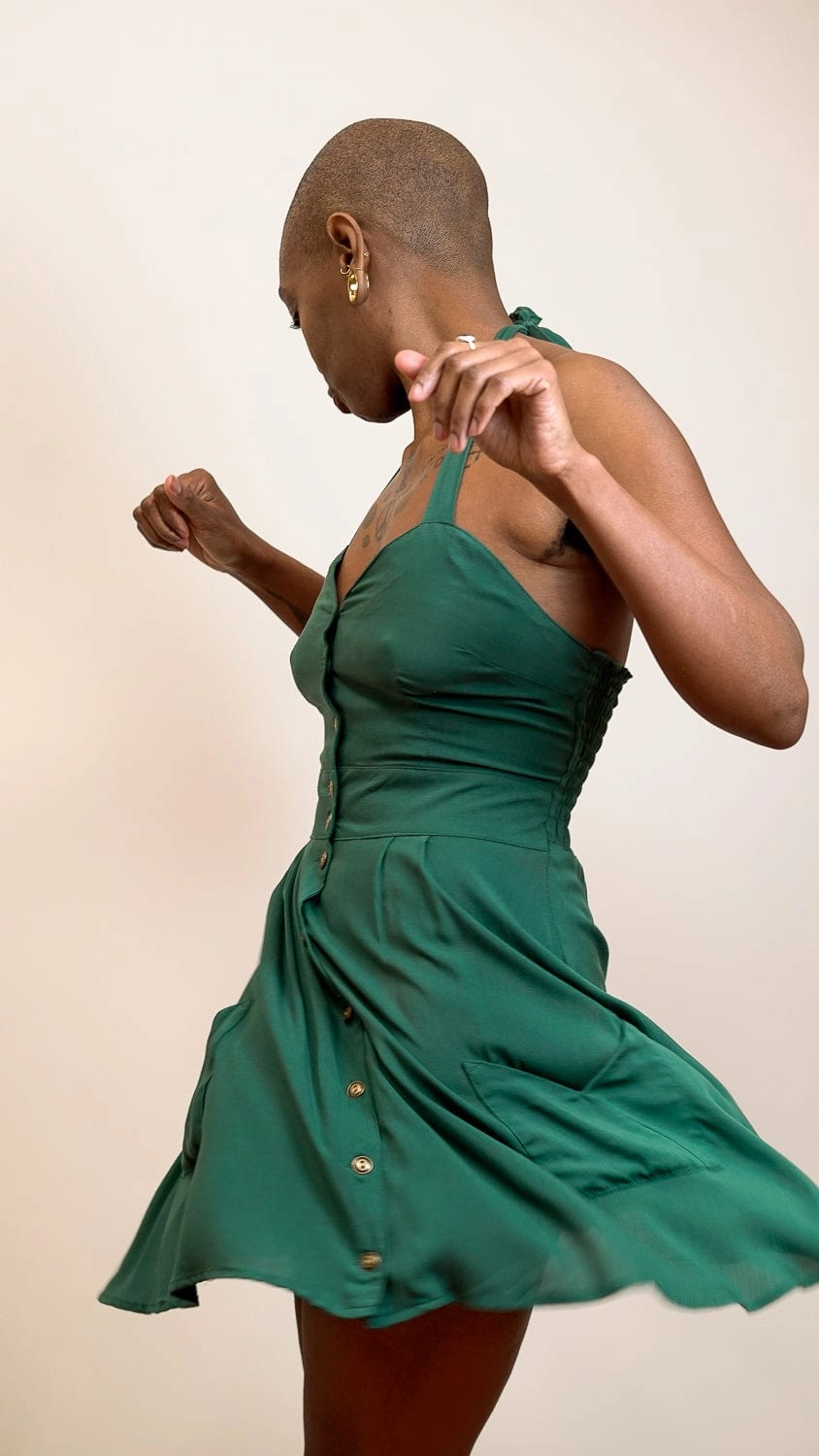 Bedding Dress in Emerald Green Challis Hot Now Casual Smart