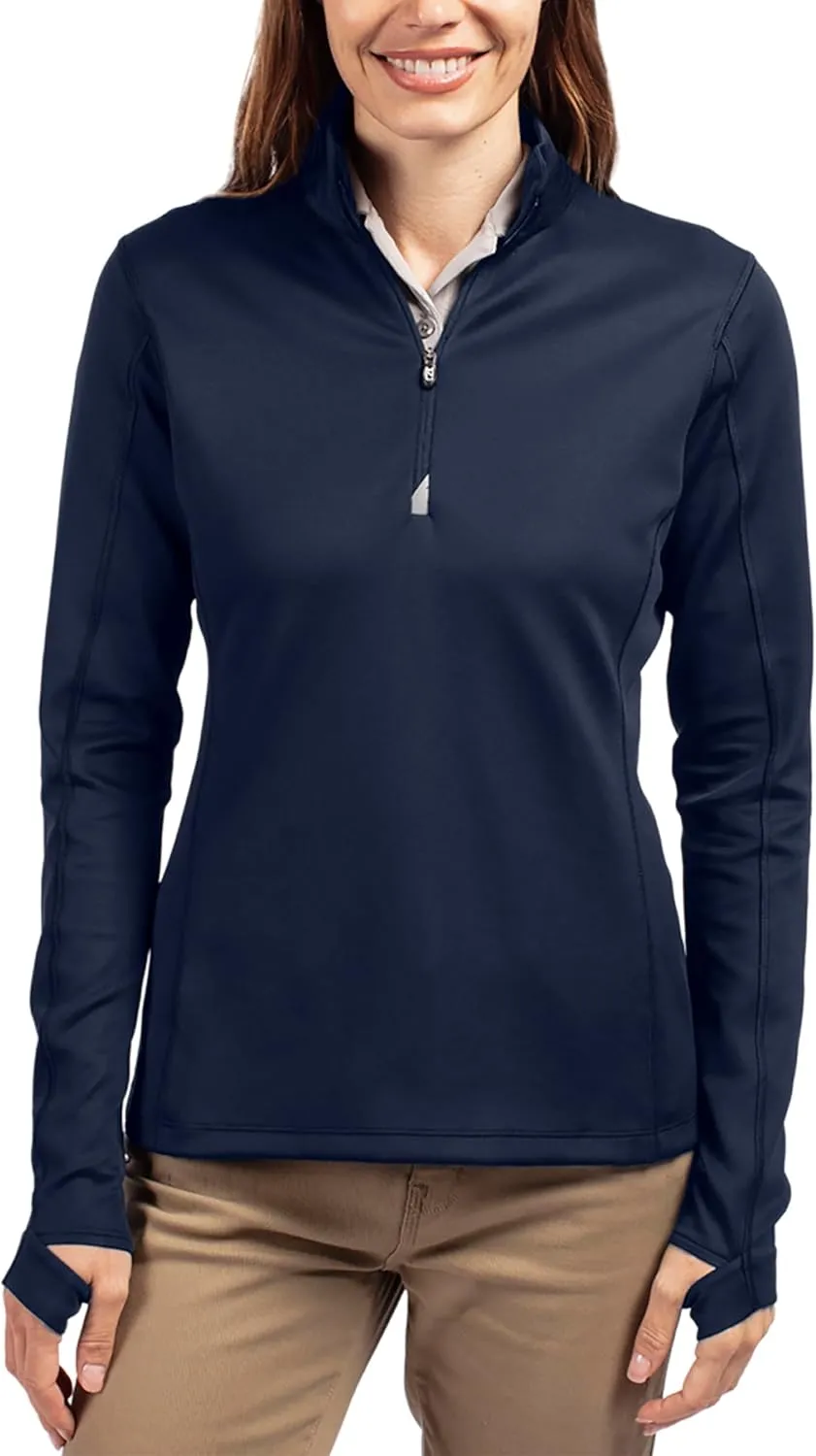 Cutter & Buck Women's Moisture Wicking UPF 50  Stretch Traverse Half Zip Pullover