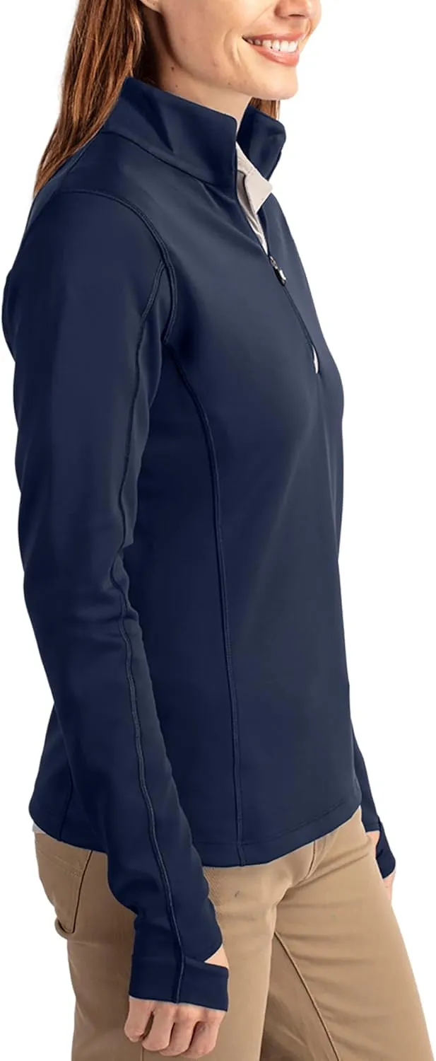 Cutter & Buck Women's Moisture Wicking UPF 50  Stretch Traverse Half Zip Pullover