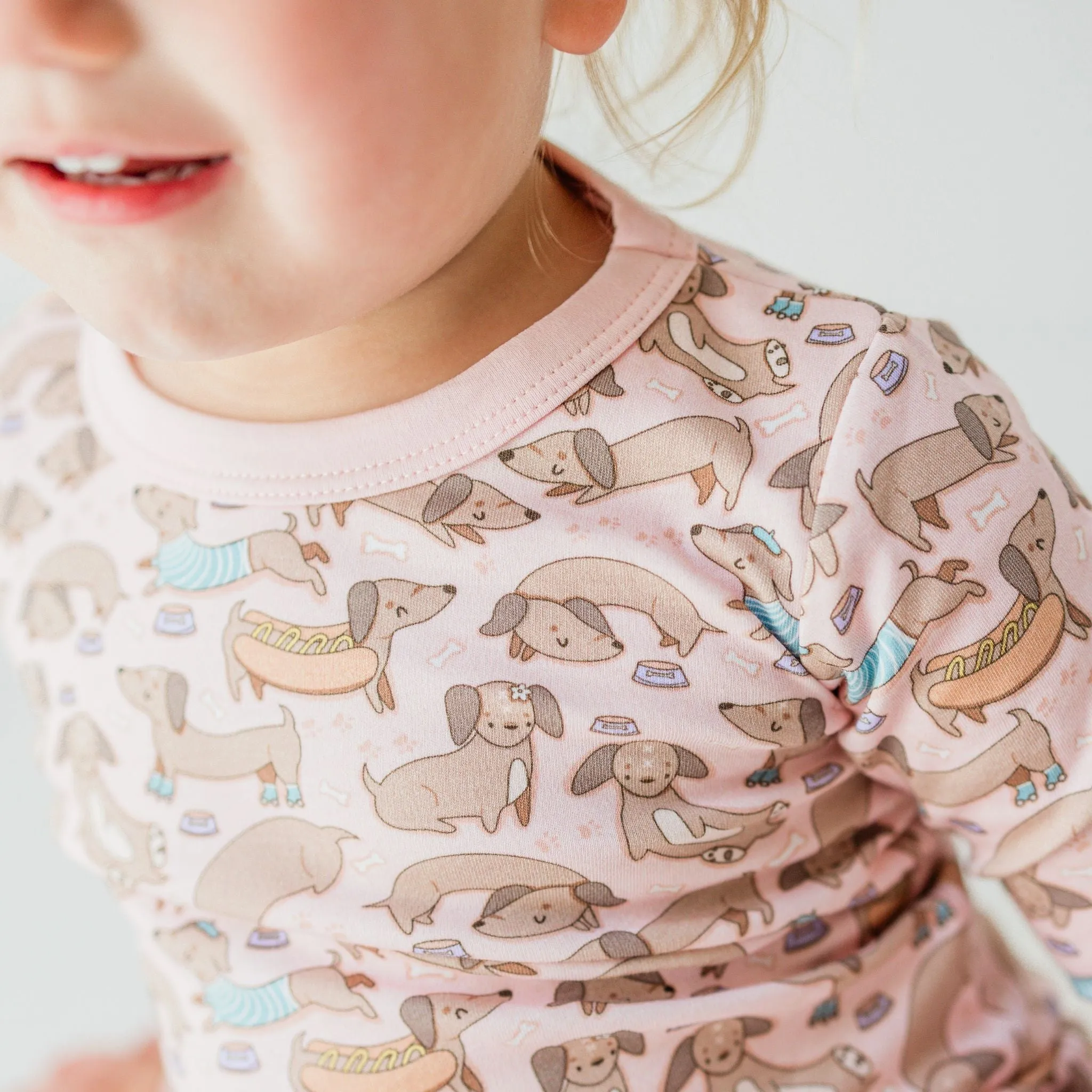 Dachshund Long Pajamas  - Dusty Rose by Luna and Arlo