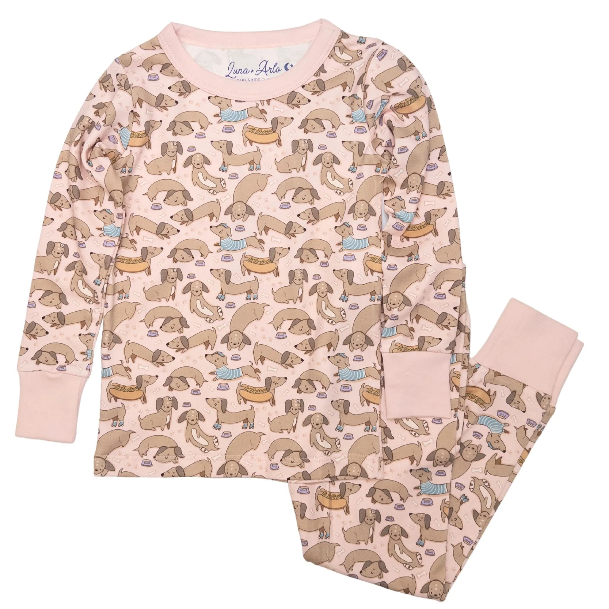 Dachshund Long Pajamas  - Dusty Rose by Luna and Arlo