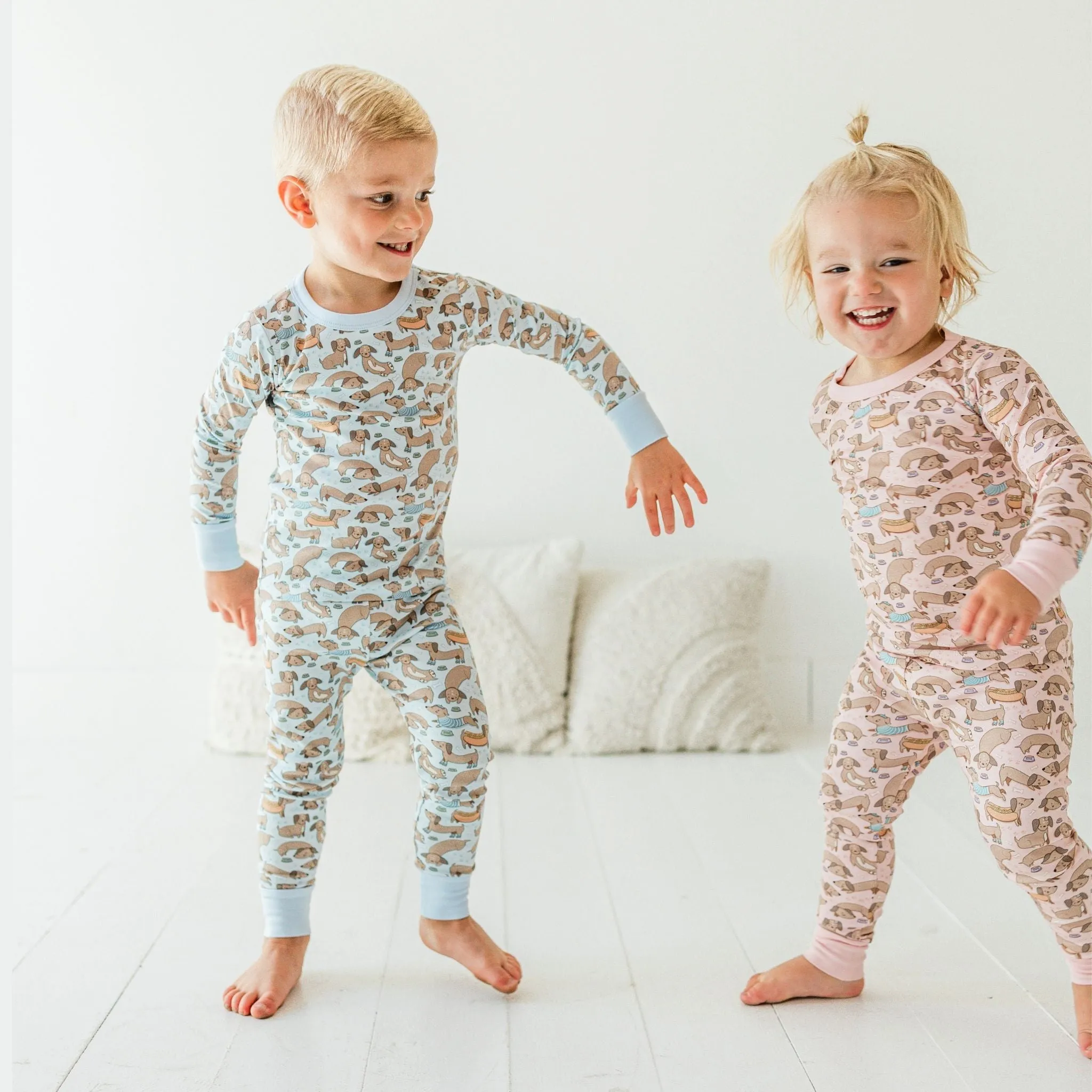 Dachshund Long Pajamas  - Dusty Rose by Luna and Arlo