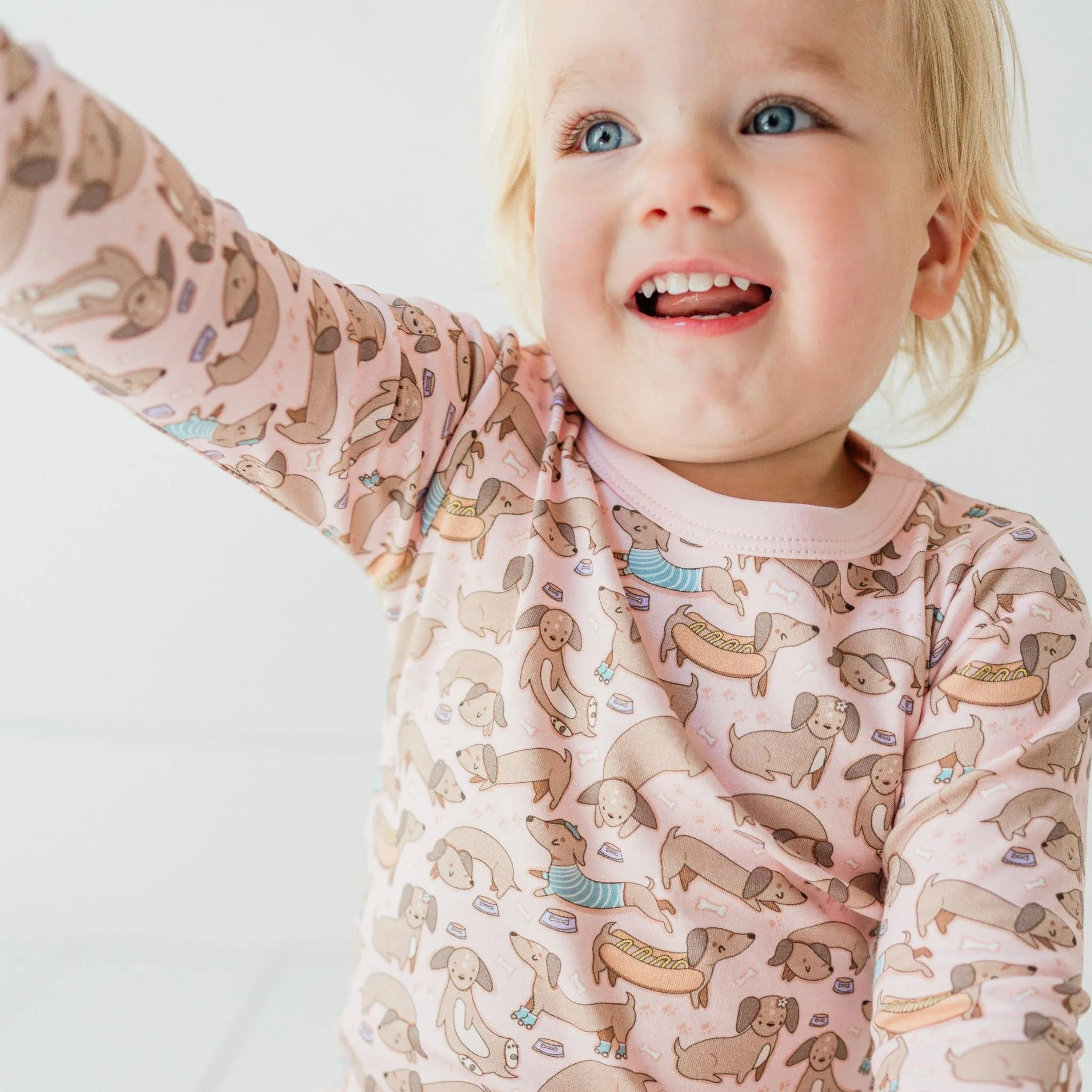 Dachshund Long Pajamas  - Dusty Rose by Luna and Arlo