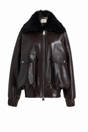 Daemon Jacket with Shearling Collar Glow In Dark Trims