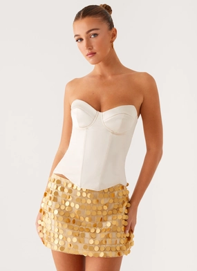 Kasen Sequin Mini Skirt - Gold Soft Combo Calm Mood