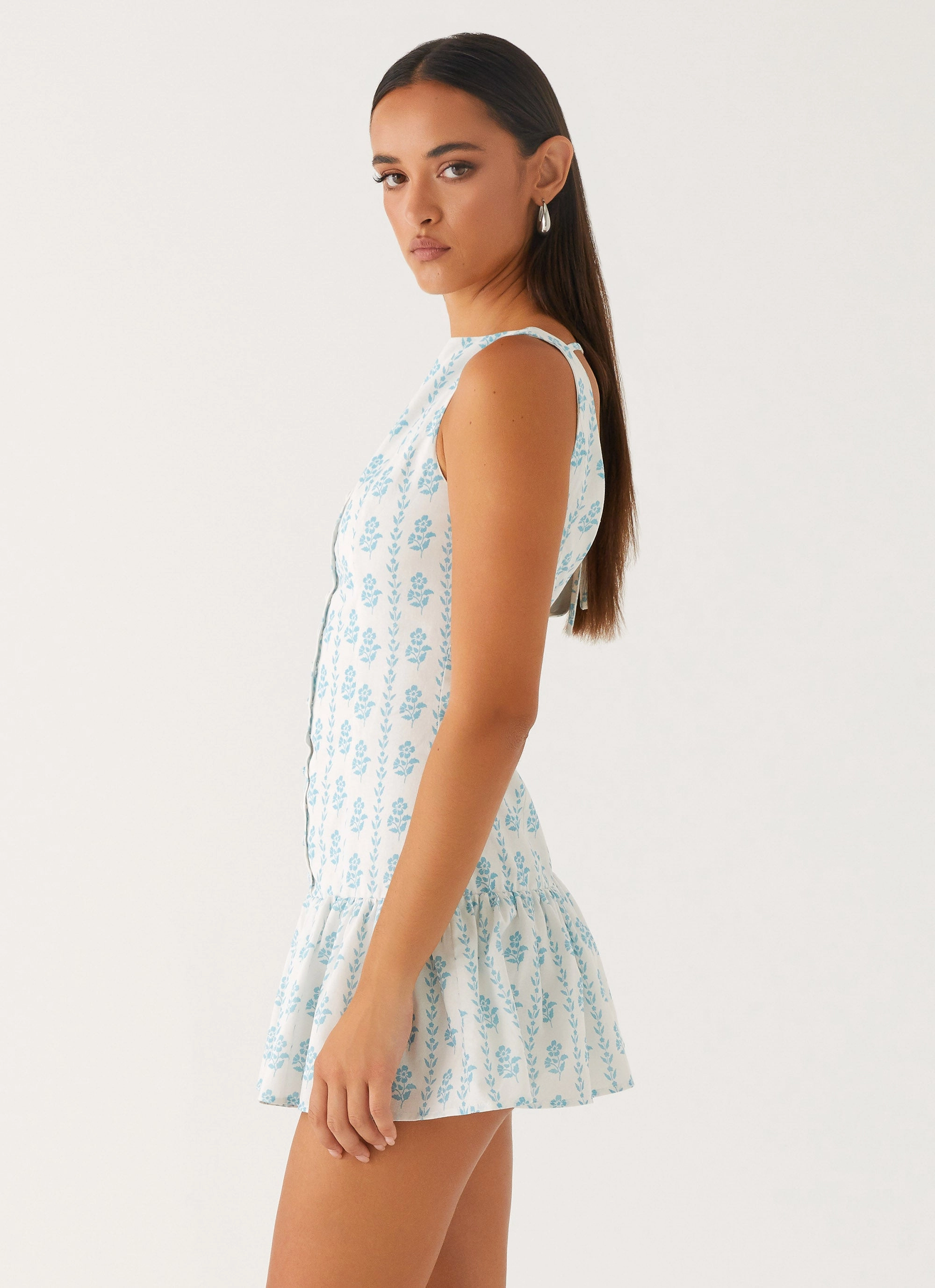 Meggie Linen Mini Dress - Sweet Daydream Print Relaxed Feel