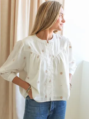 Daisy Button-up Blouse SlipResistant Printed top