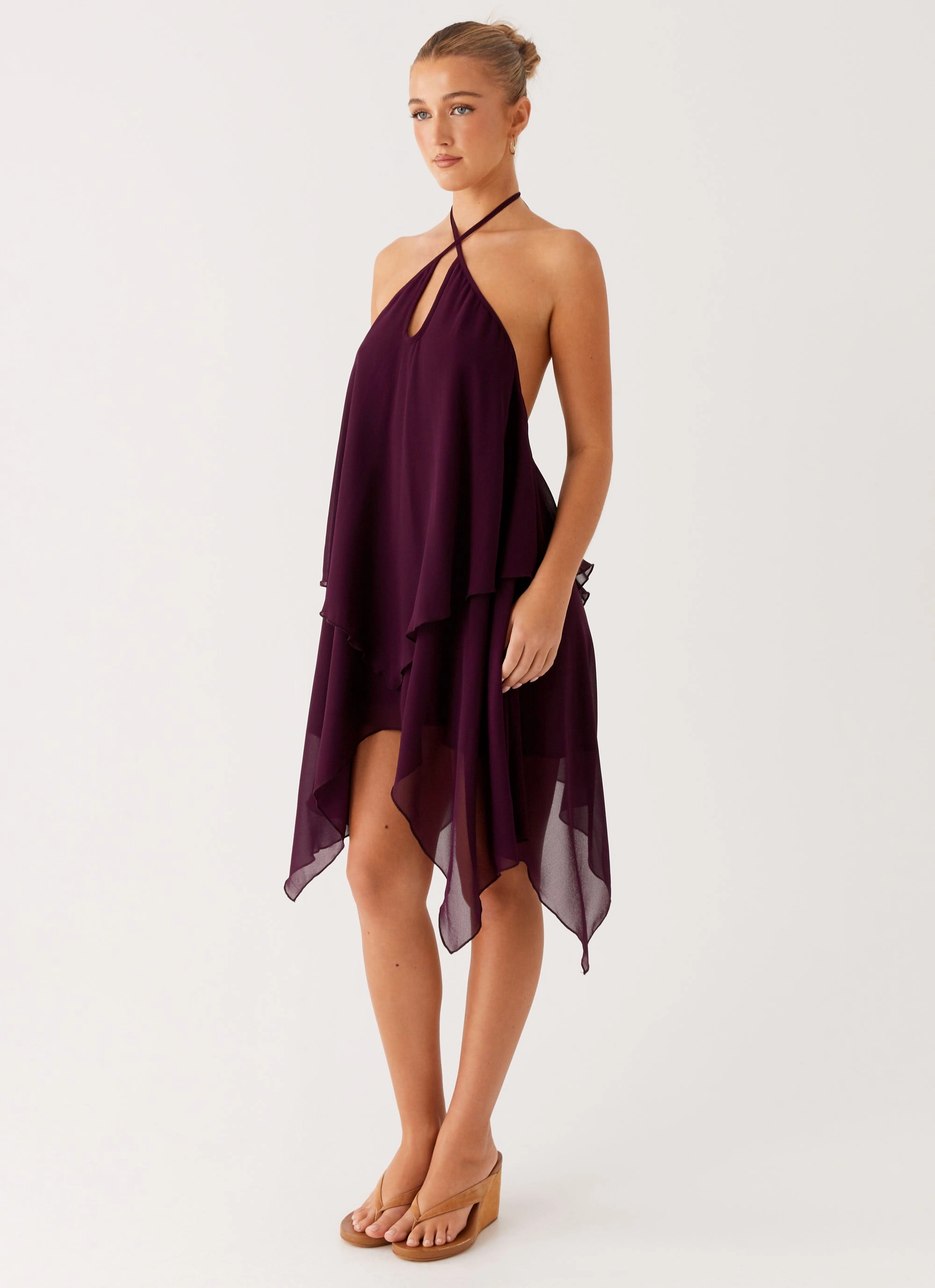 Timeless Trend Mesh Soft Dalenti Midi Dress - Plum