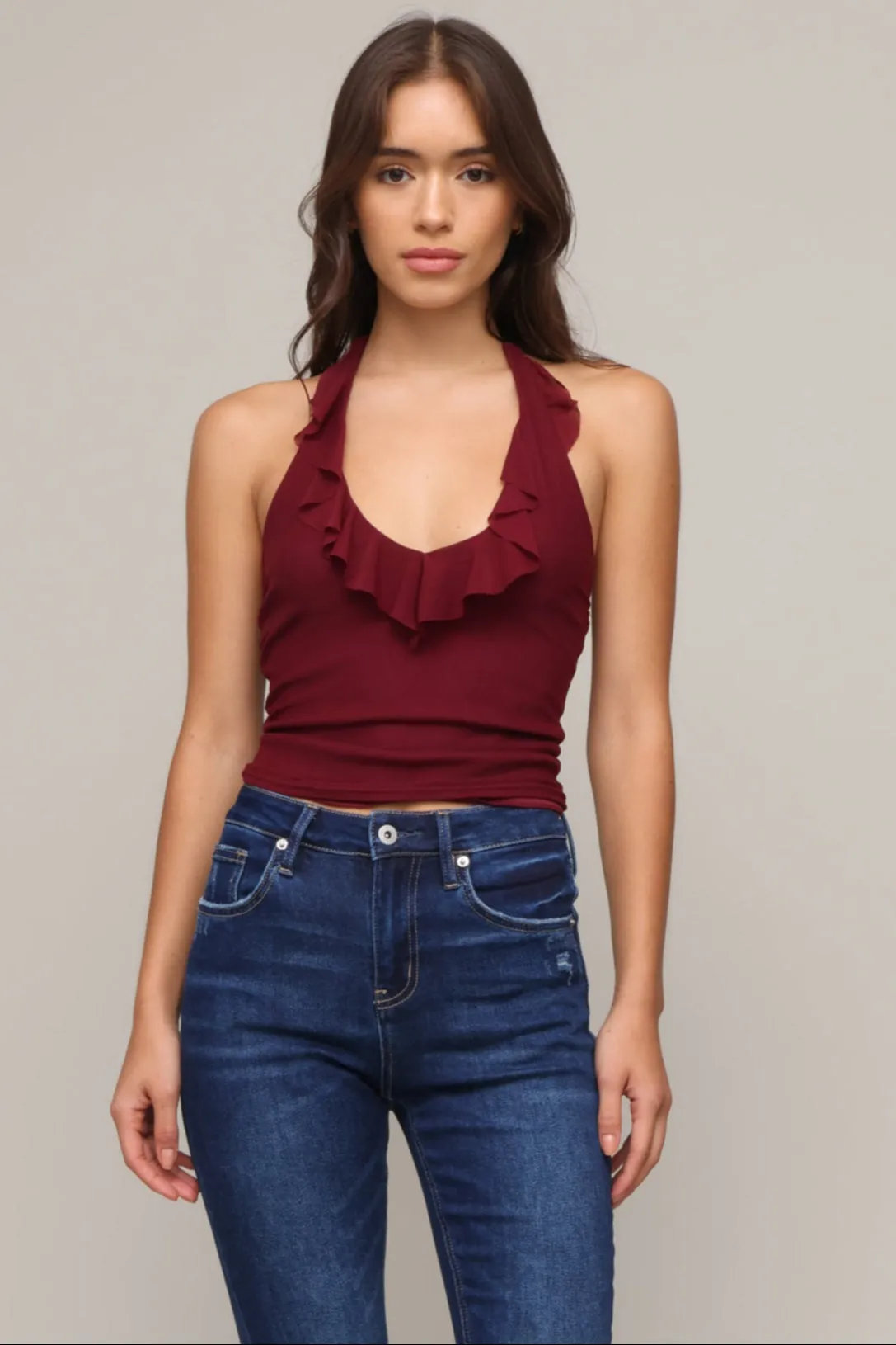 Dana Ruffle Halter Compact Thermal Insulation
