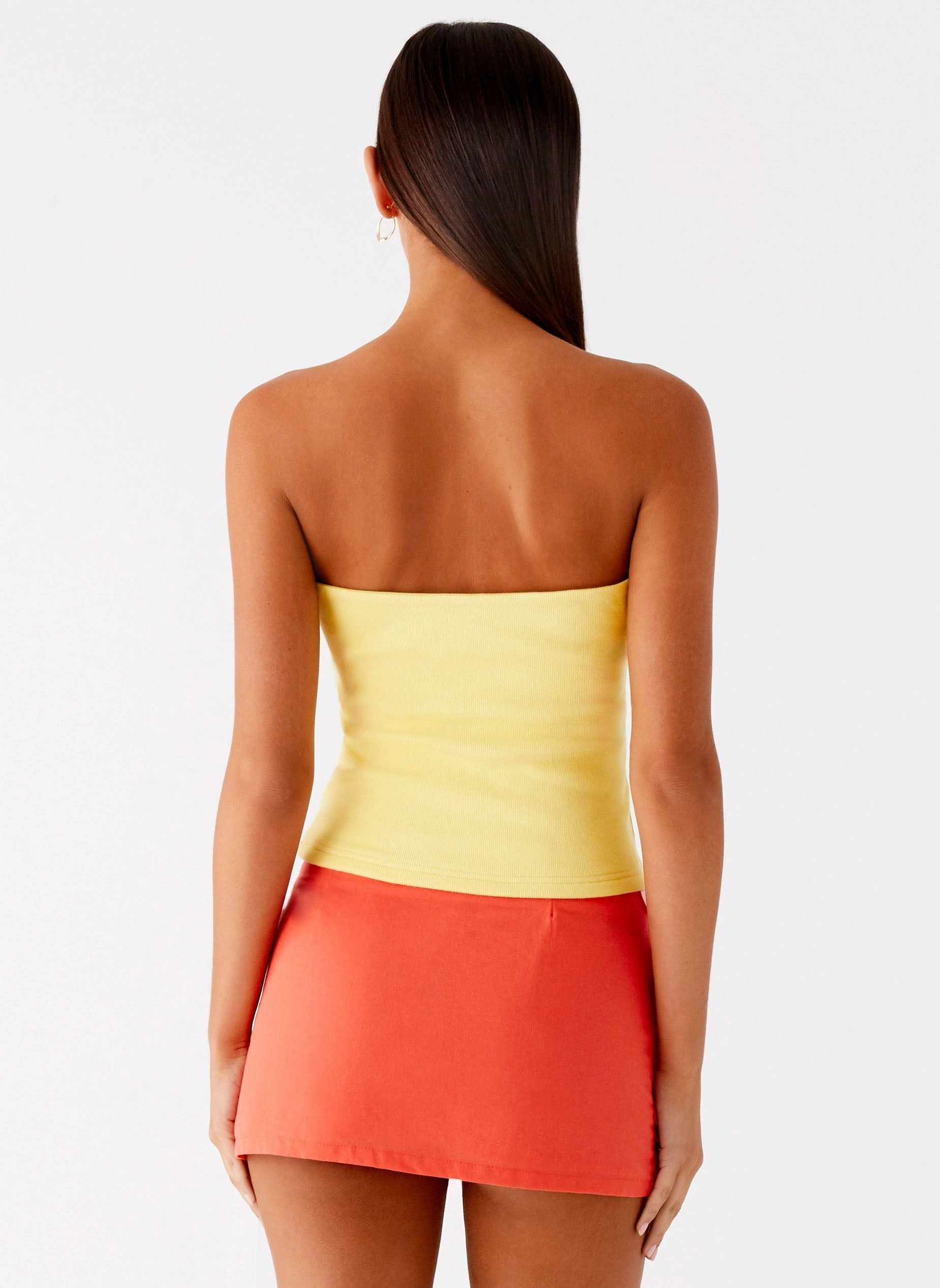 Danta Strapless Top - Yellow VentilatedMeshPaneling