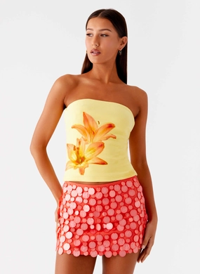 Soft Inner Lining Danta Strapless Top - Yellow