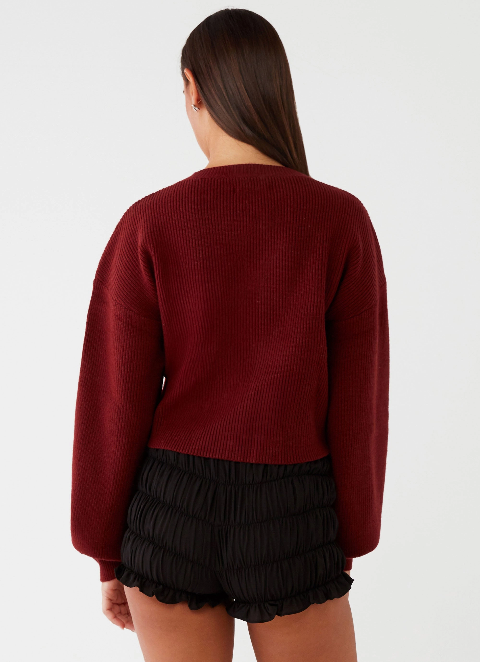 Travel Ready Daphne Knit Cardigan - Maroon