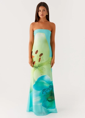 Darcy Maxi Dress - Turquoise Floral Bold Color