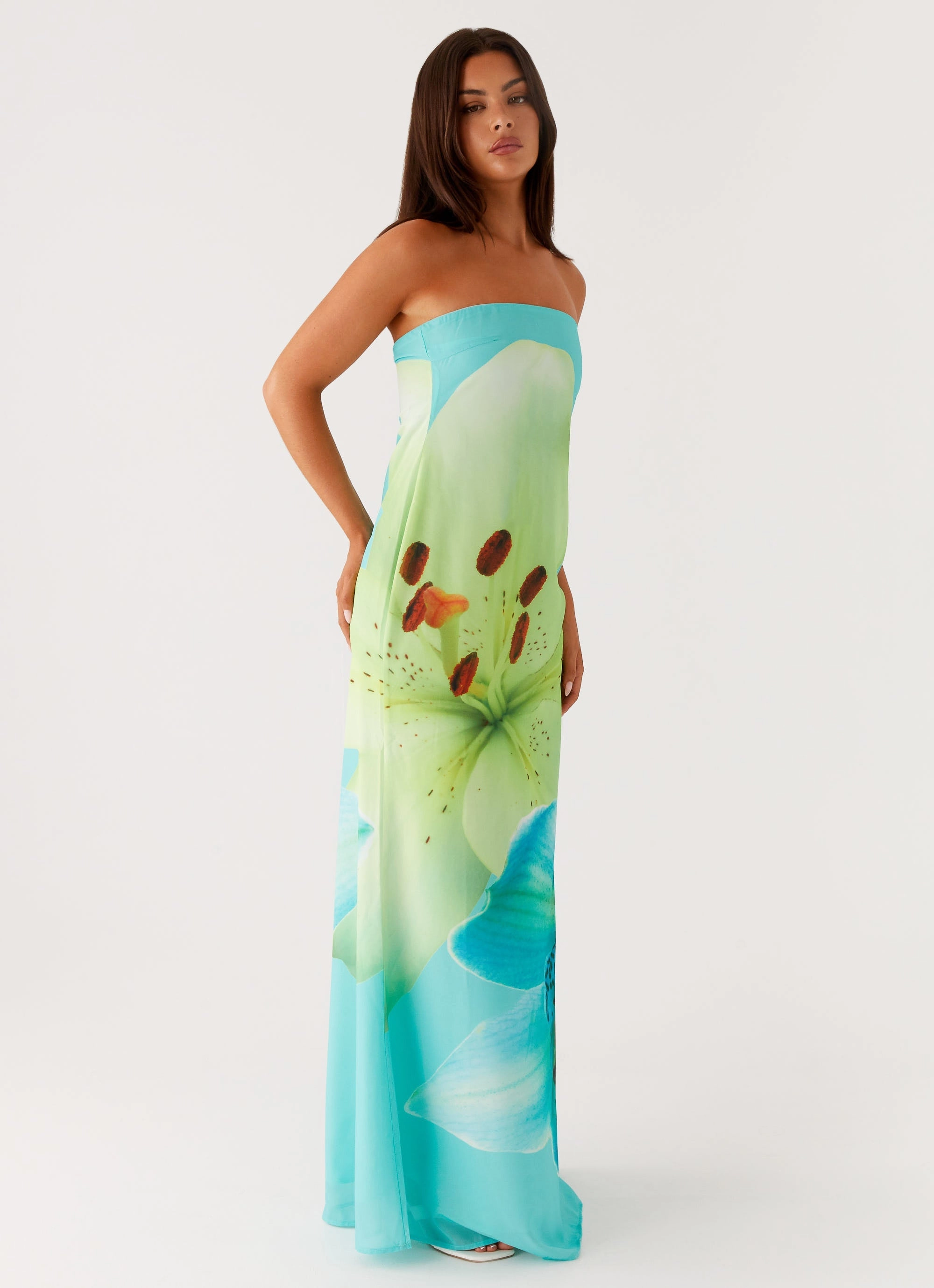 Darcy Maxi Dress - Turquoise Floral Classic Layer High-Fashion